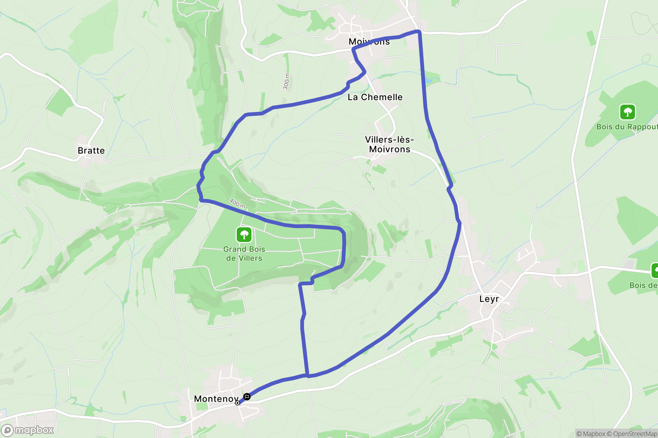 Montenoy : carte du parcours de randonnée - France