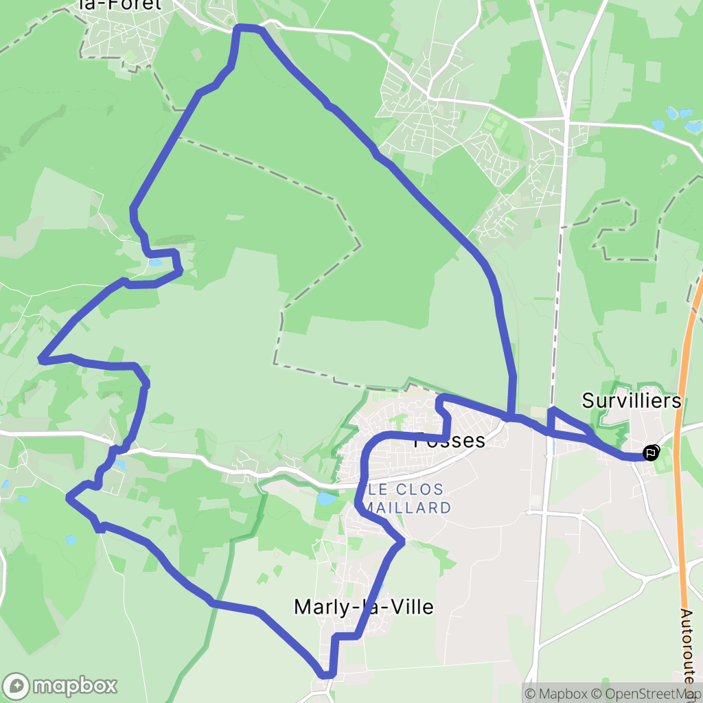 Survilliers : carte du parcours de randonnée - France