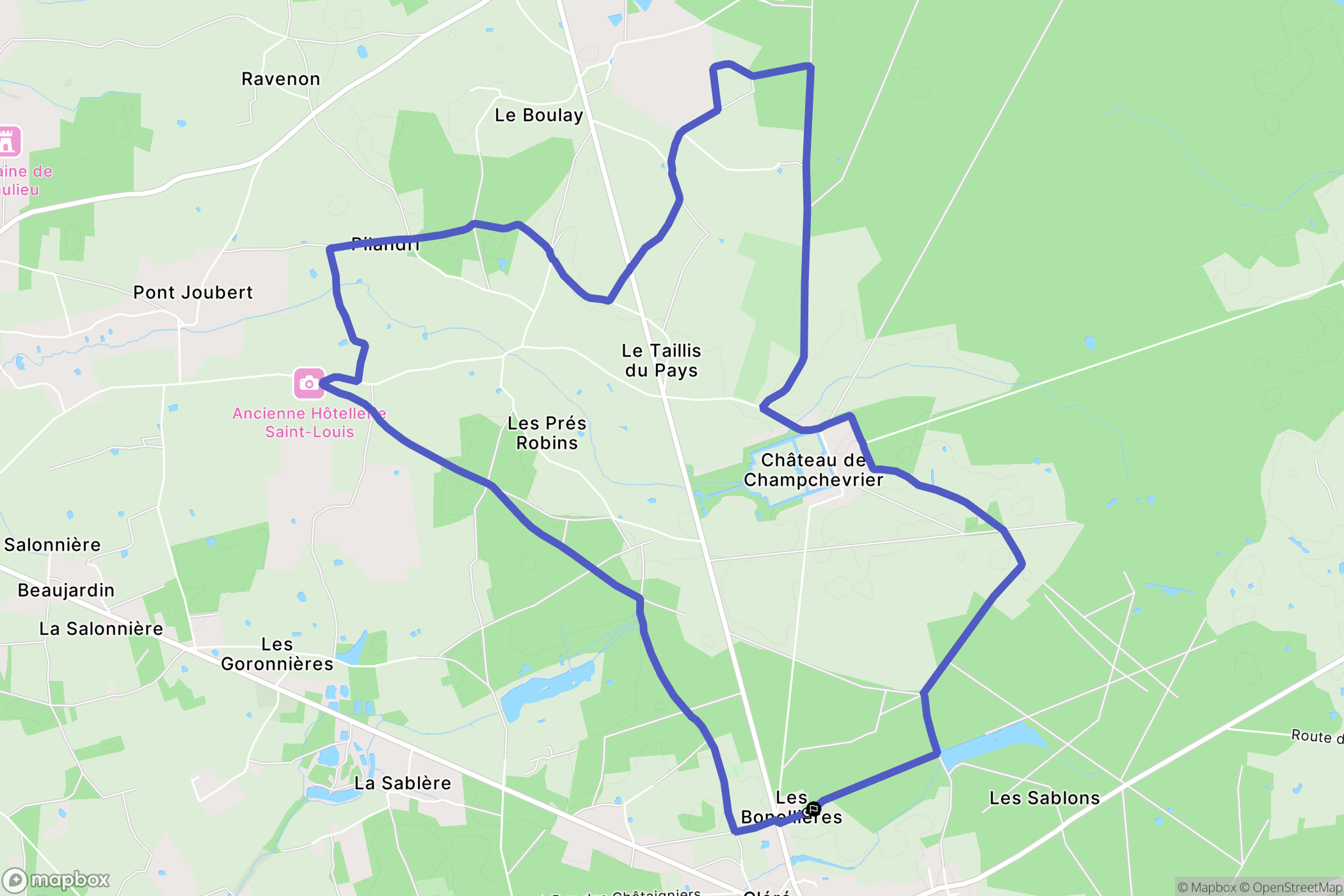 Clère-les-Pins : carte du parcours de randonnée - France