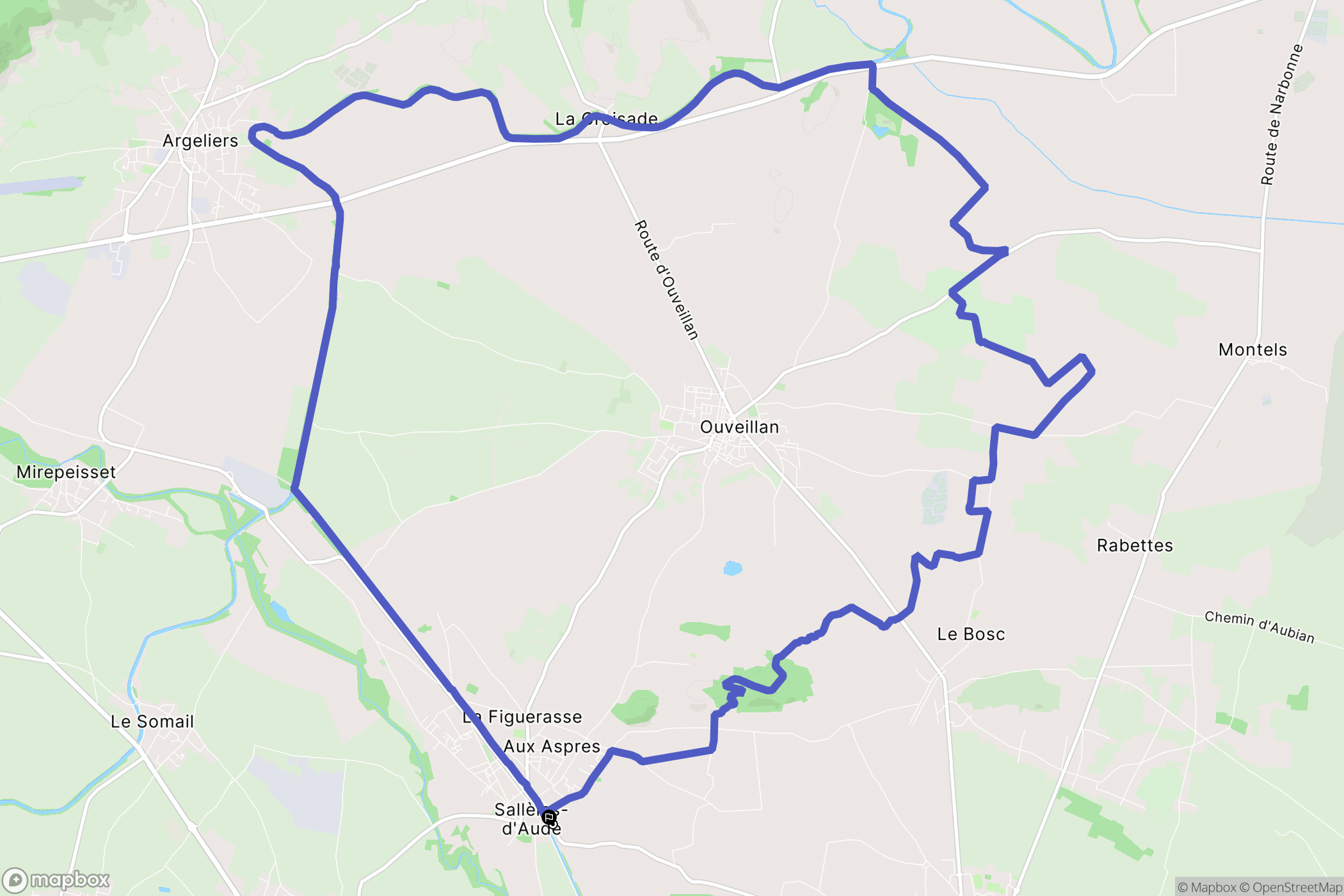 Sallèles-d'Aude : carte du parcours de randonnée - France