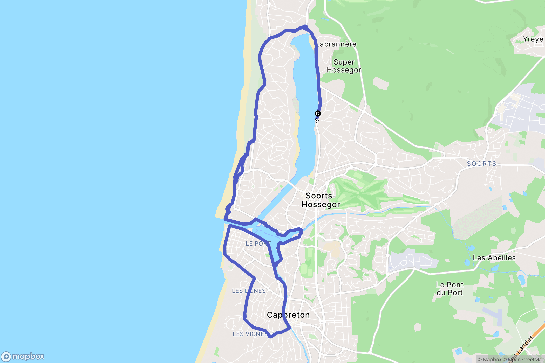 Hossegor : carte du parcours de randonnée - France