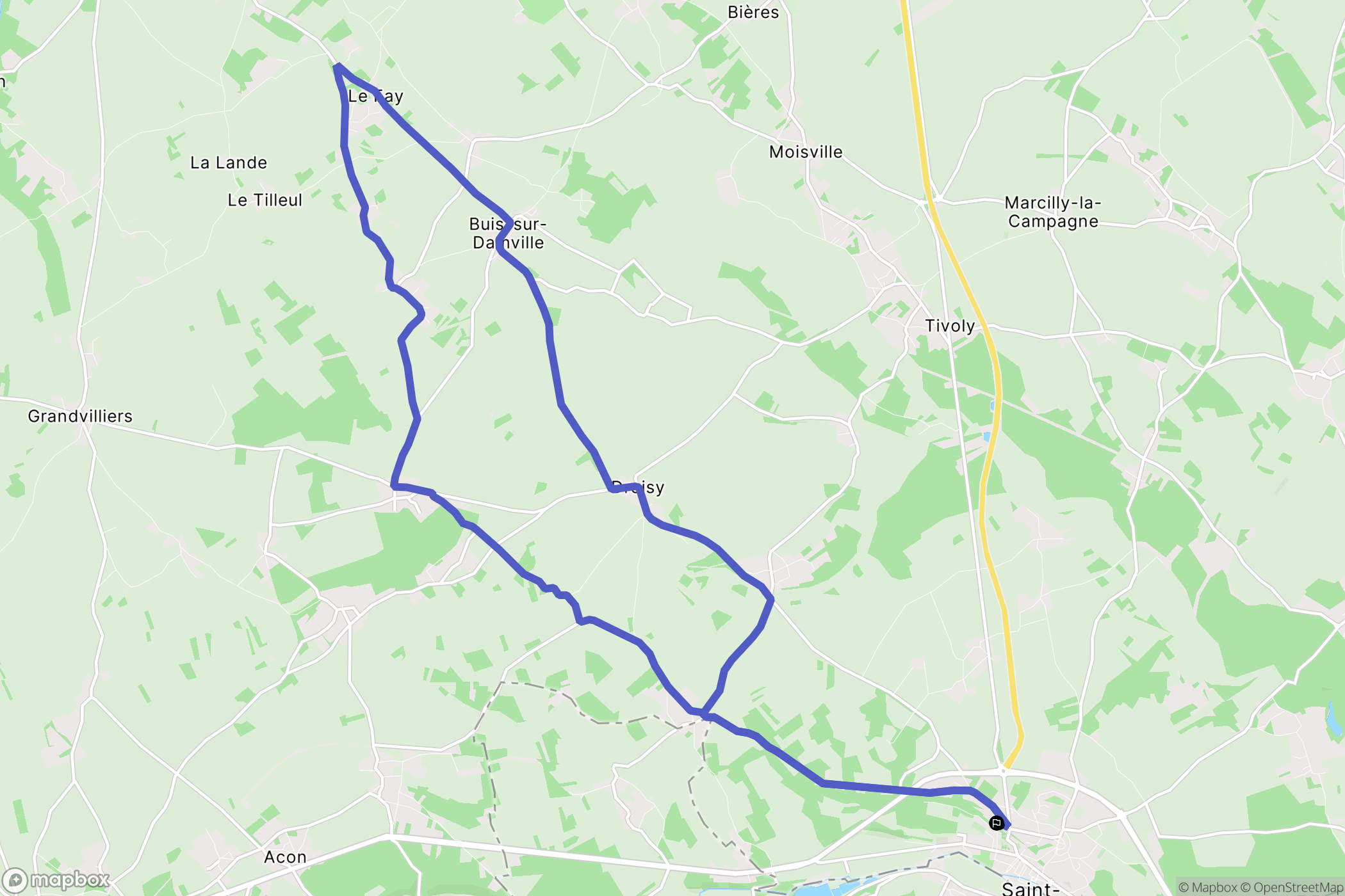 Nonancourt : carte du parcours de randonnée - France