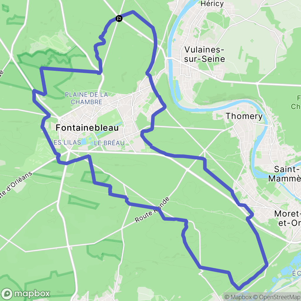 Fontainebleau : carte du parcours de randonnée - France