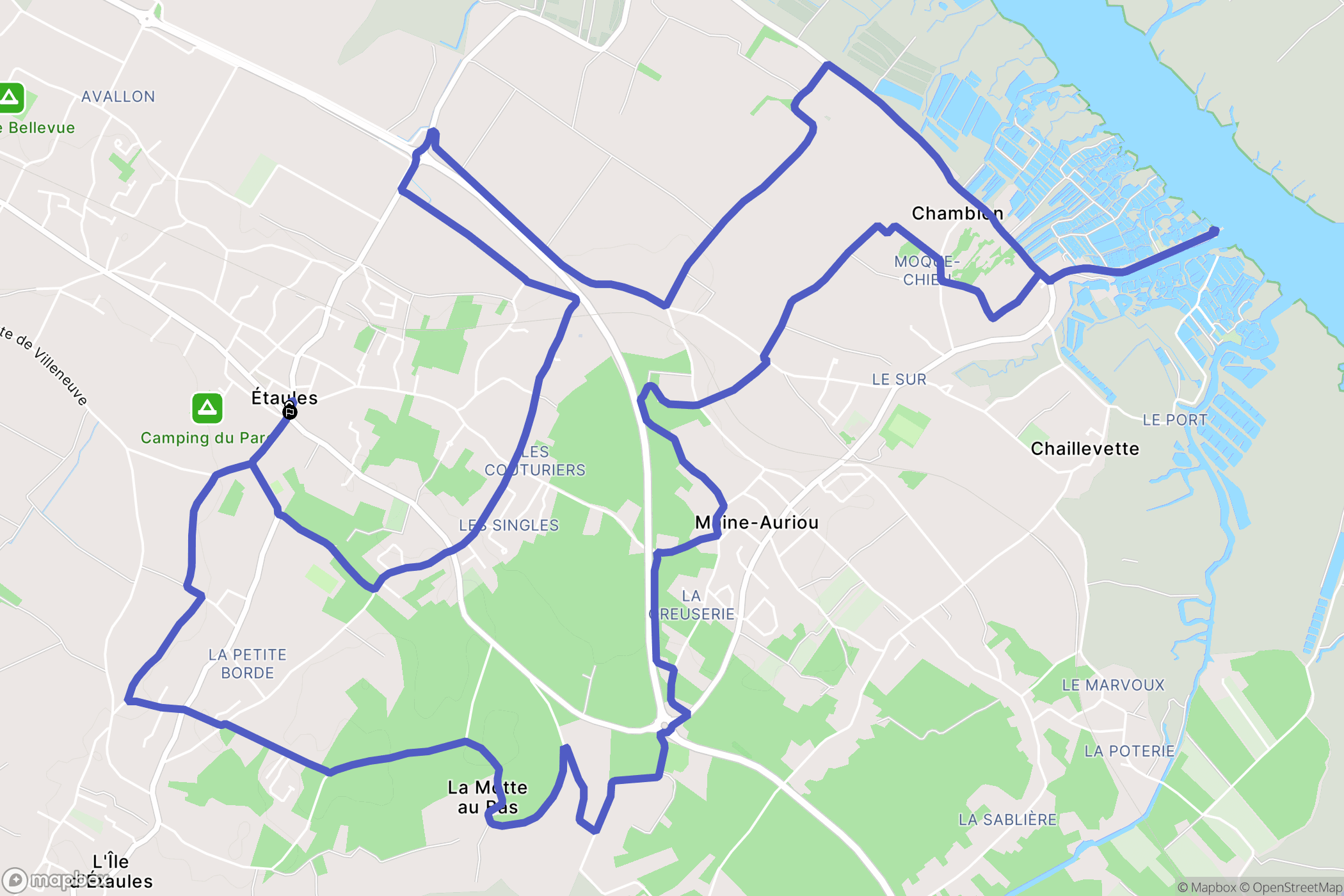 Etaules : carte du parcours de randonnée - France