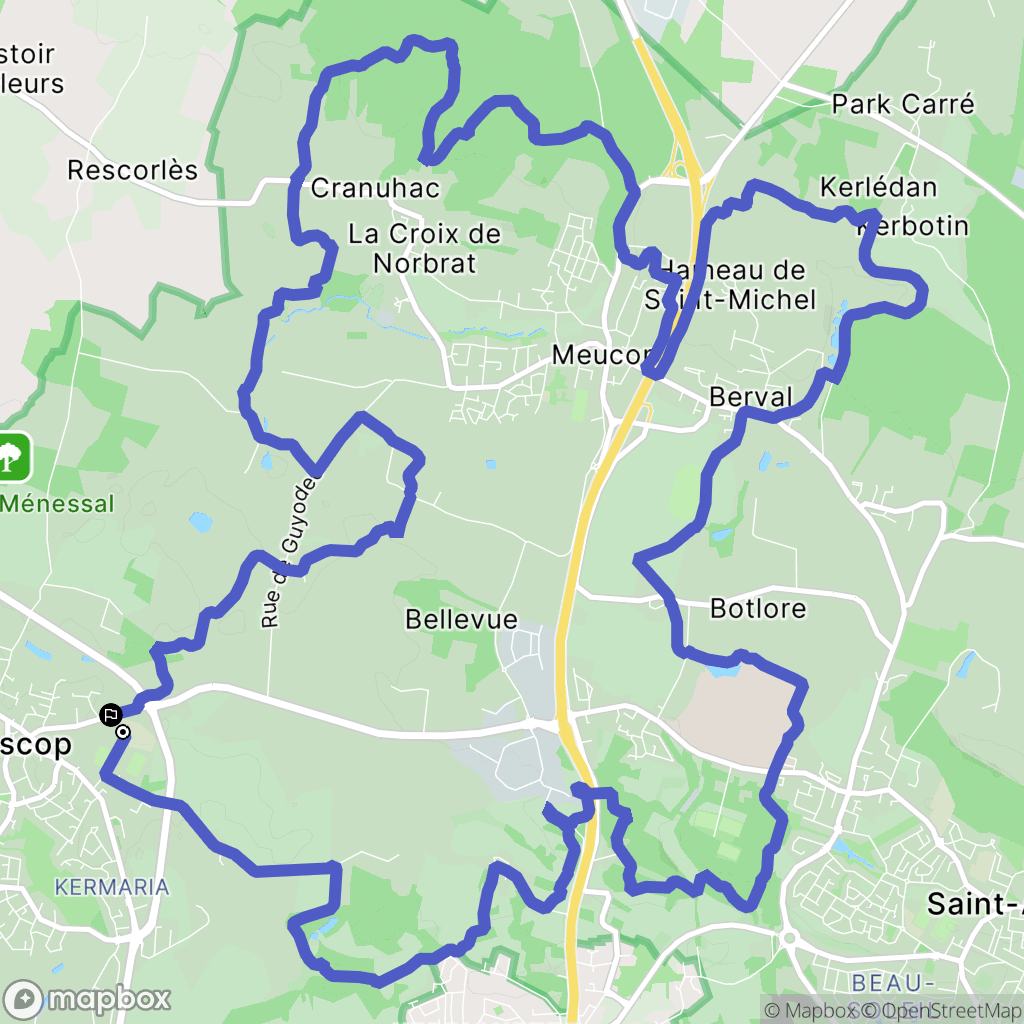 Plescop : carte du parcours de randonnée - France