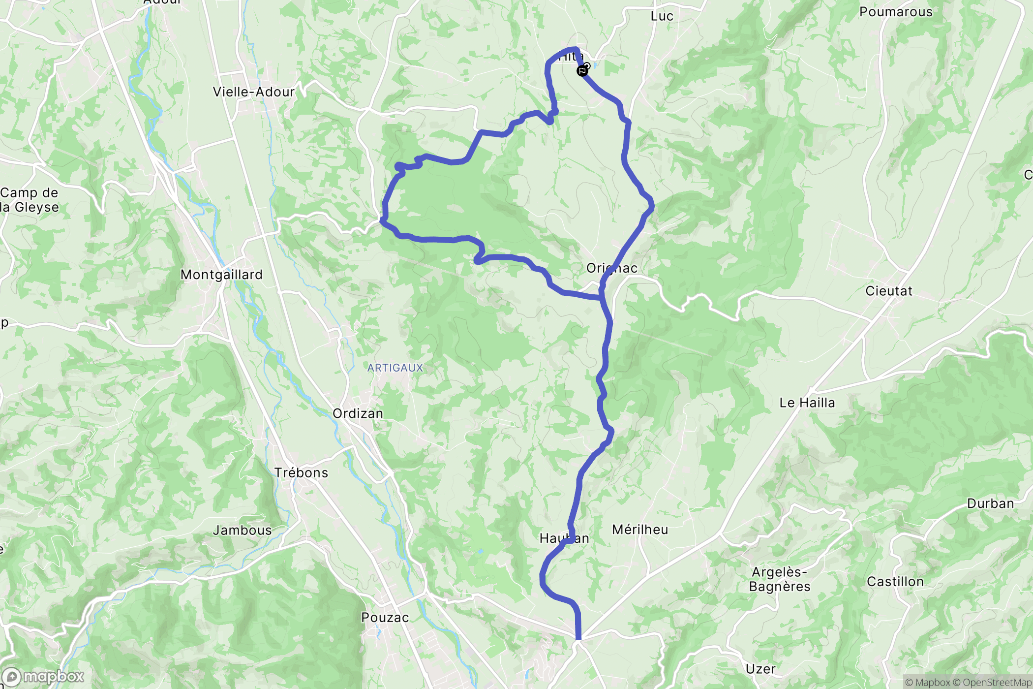 Hitte : carte du parcours de randonnée - France