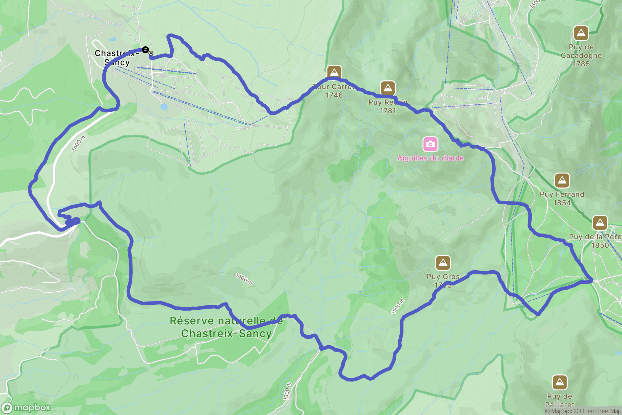 Chastreix : carte du parcours de randonnée - France