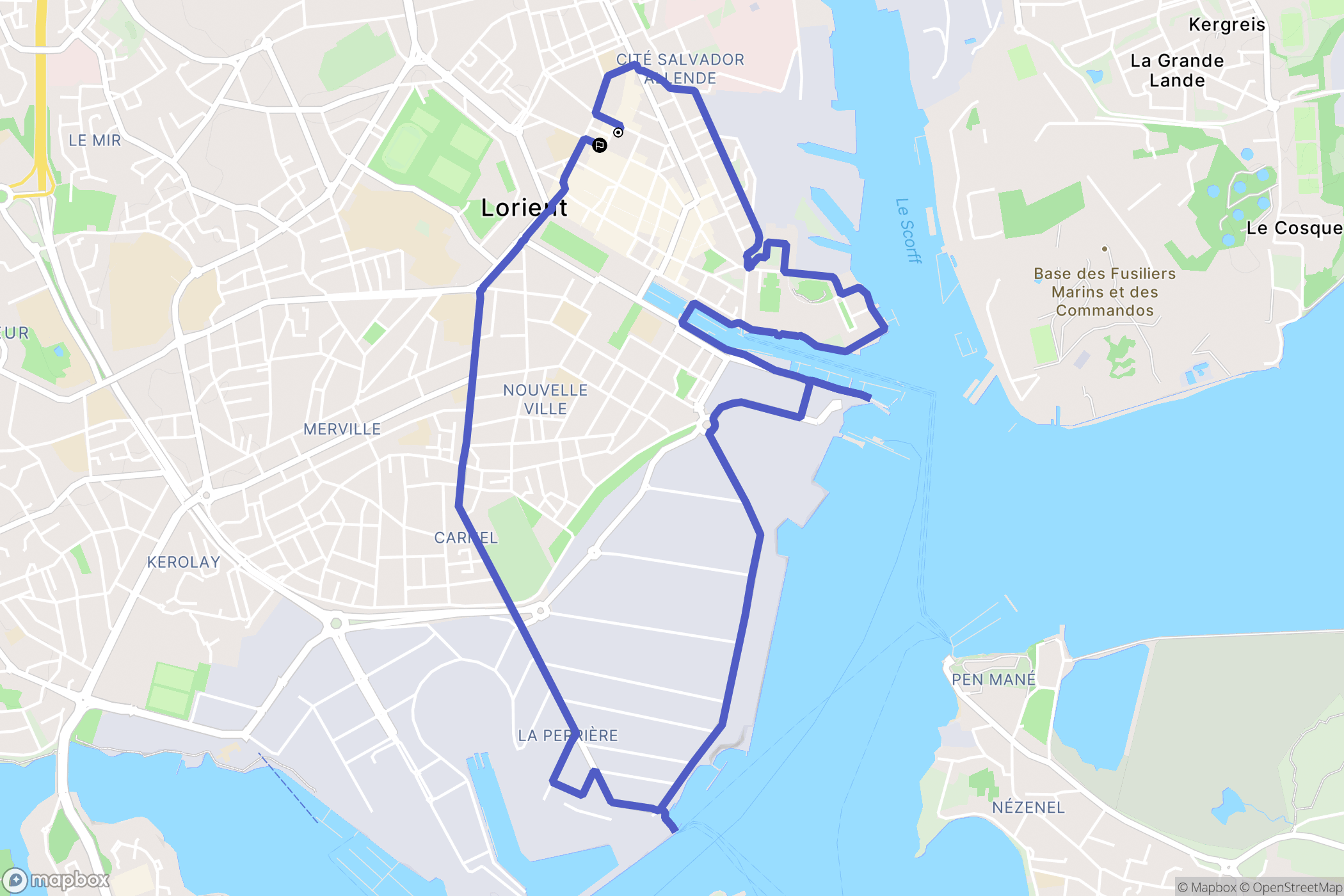 Lorient : carte du parcours de randonnée - France