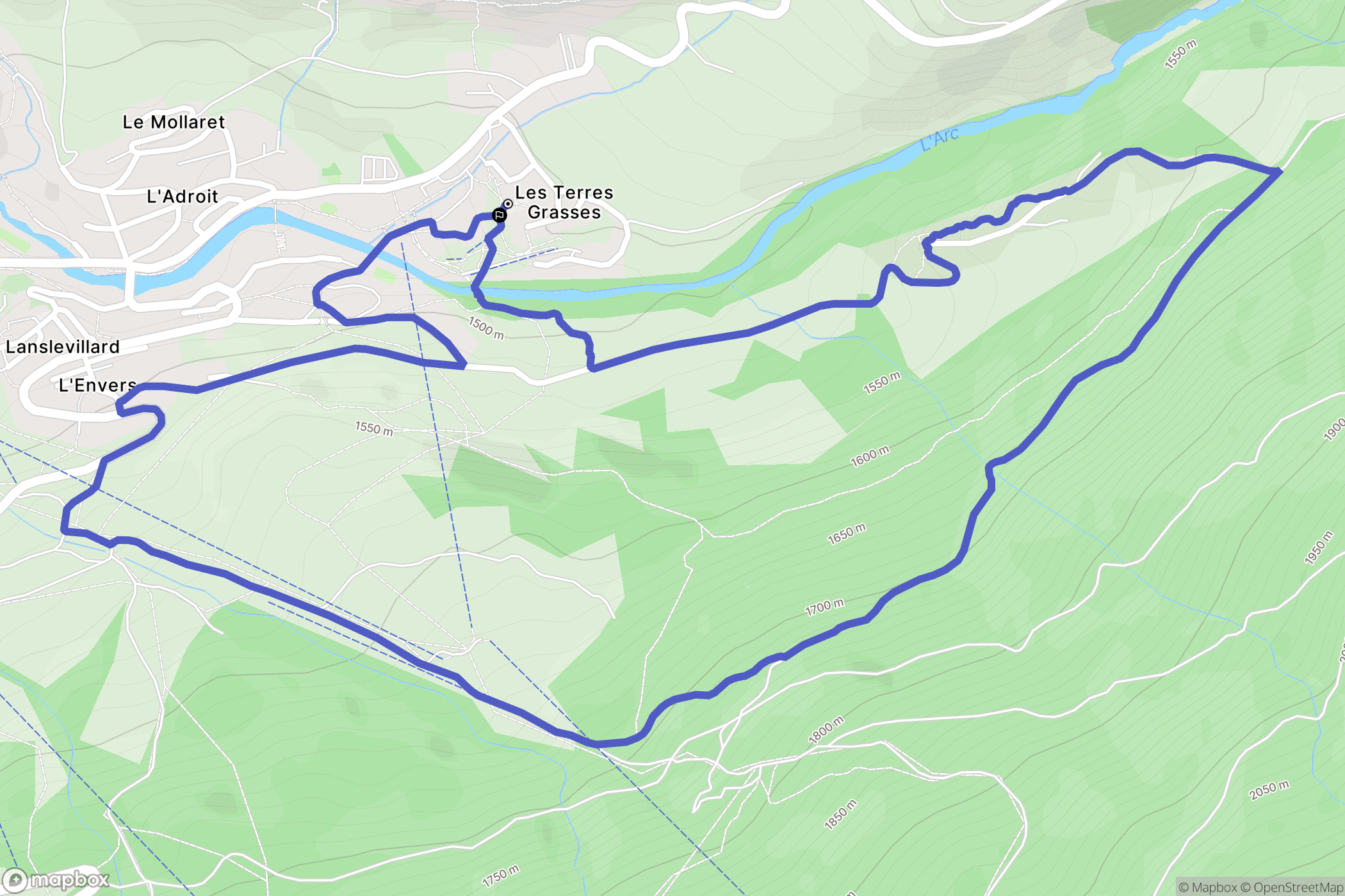 Val-Cenis : carte du parcours de randonnée - France