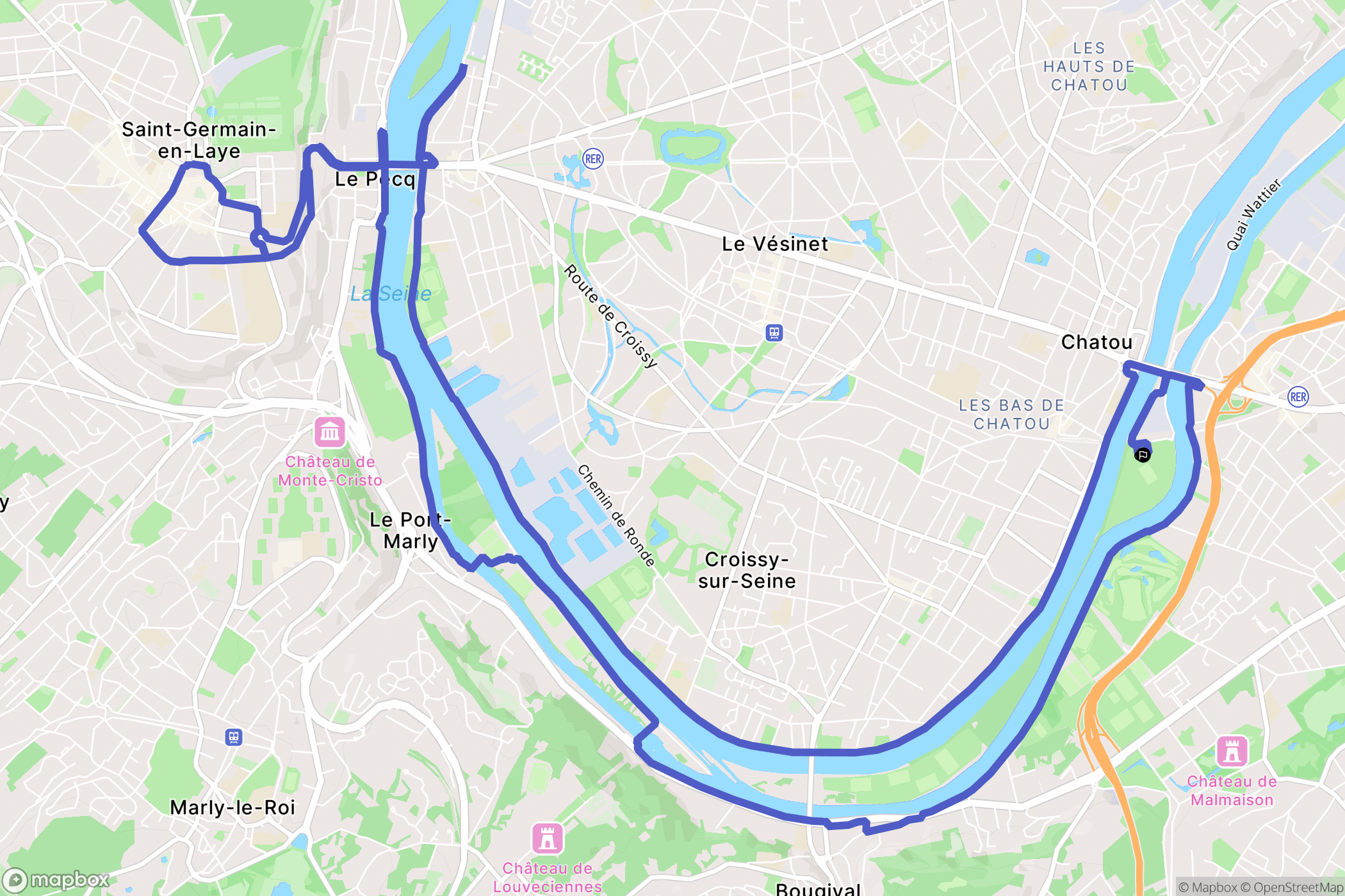 Chatou : carte du parcours de randonnée - France