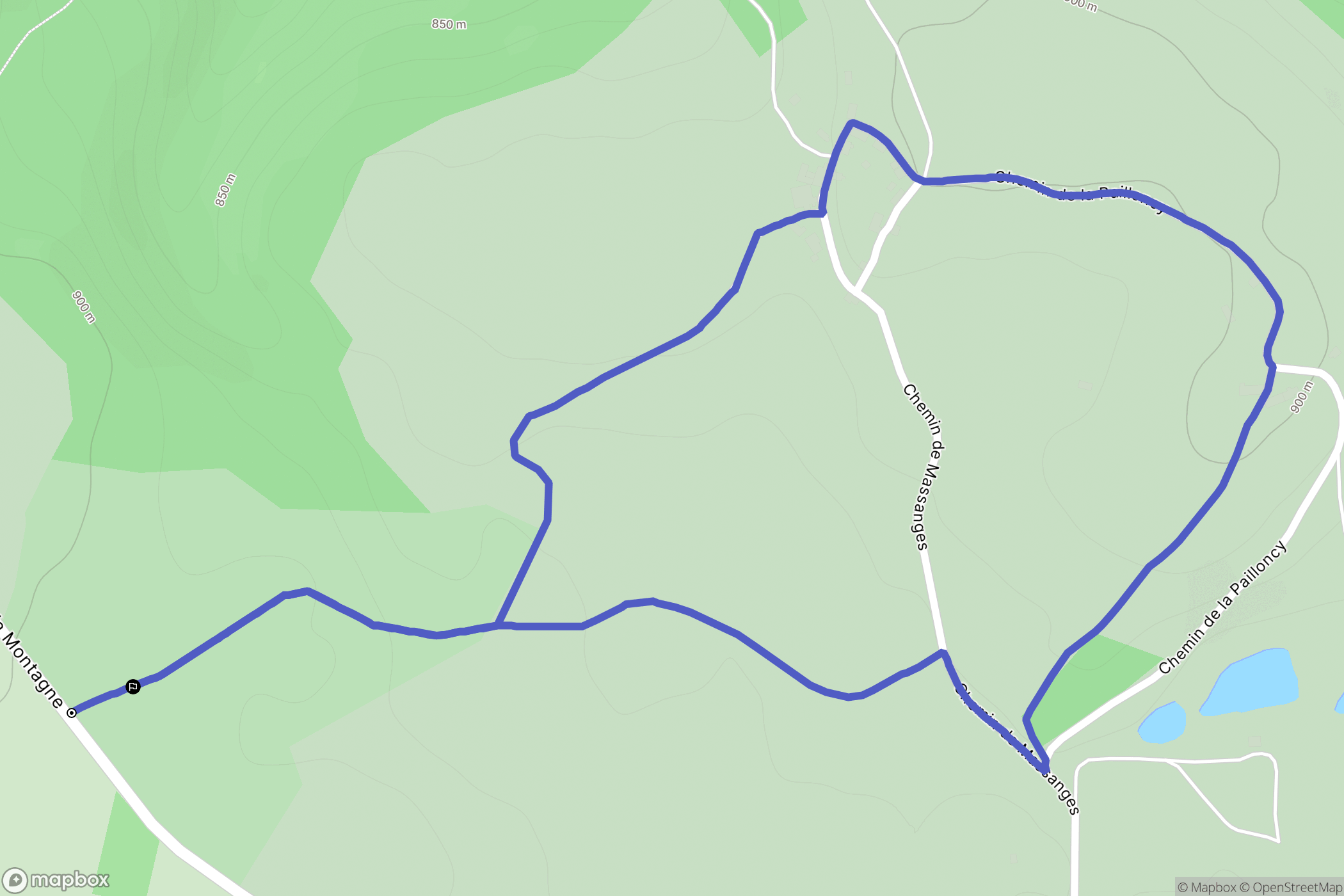 Avèze : carte du parcours de randonnée - France