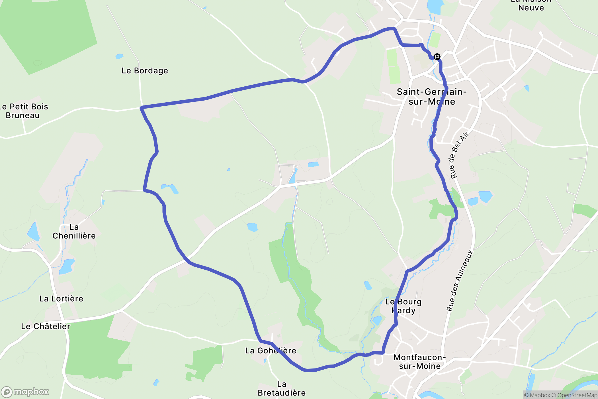 Saint-Germain-sur-Moine : carte du parcours de randonnée - France