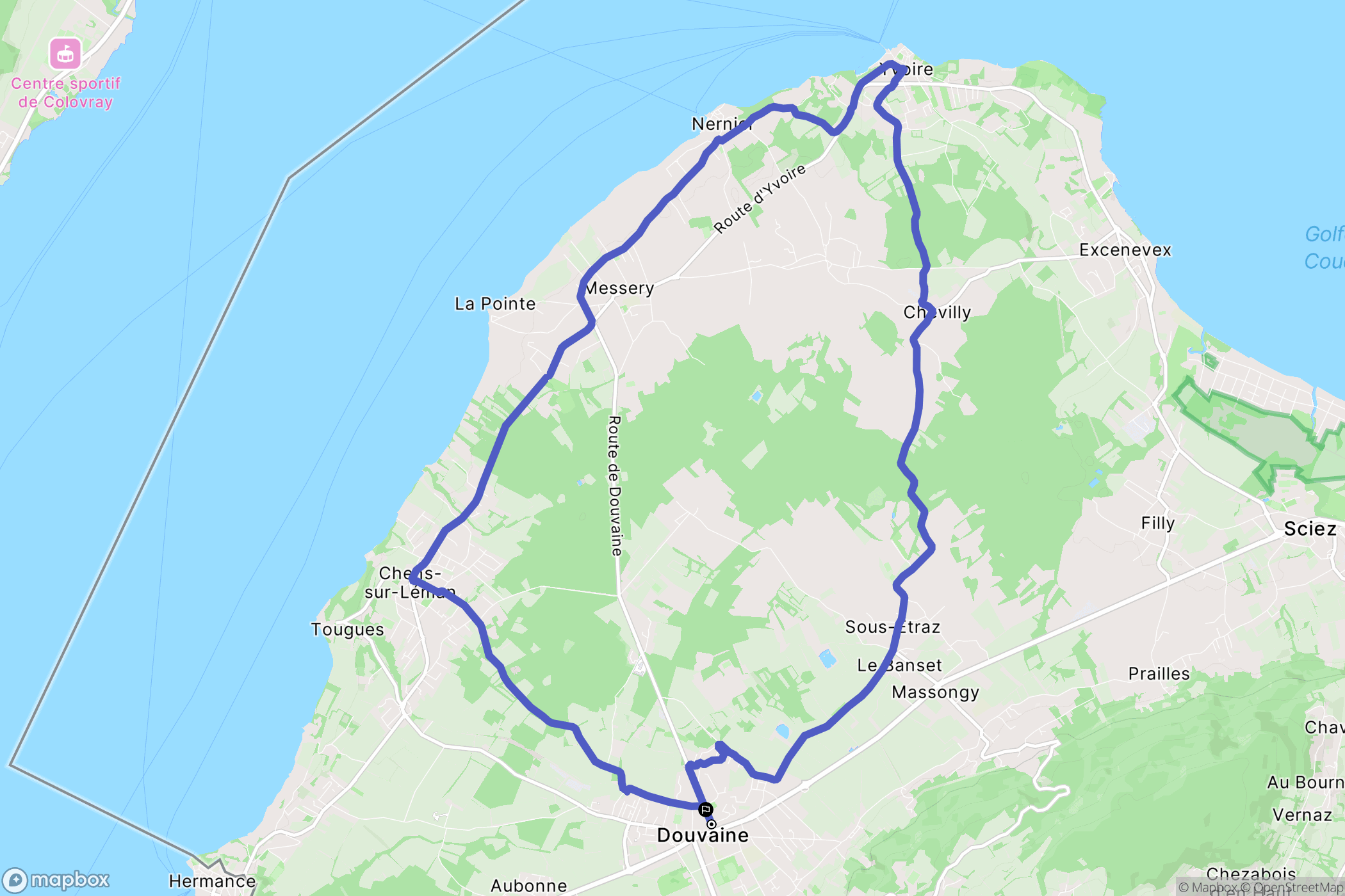 Douvaine : carte du parcours de randonnée - France