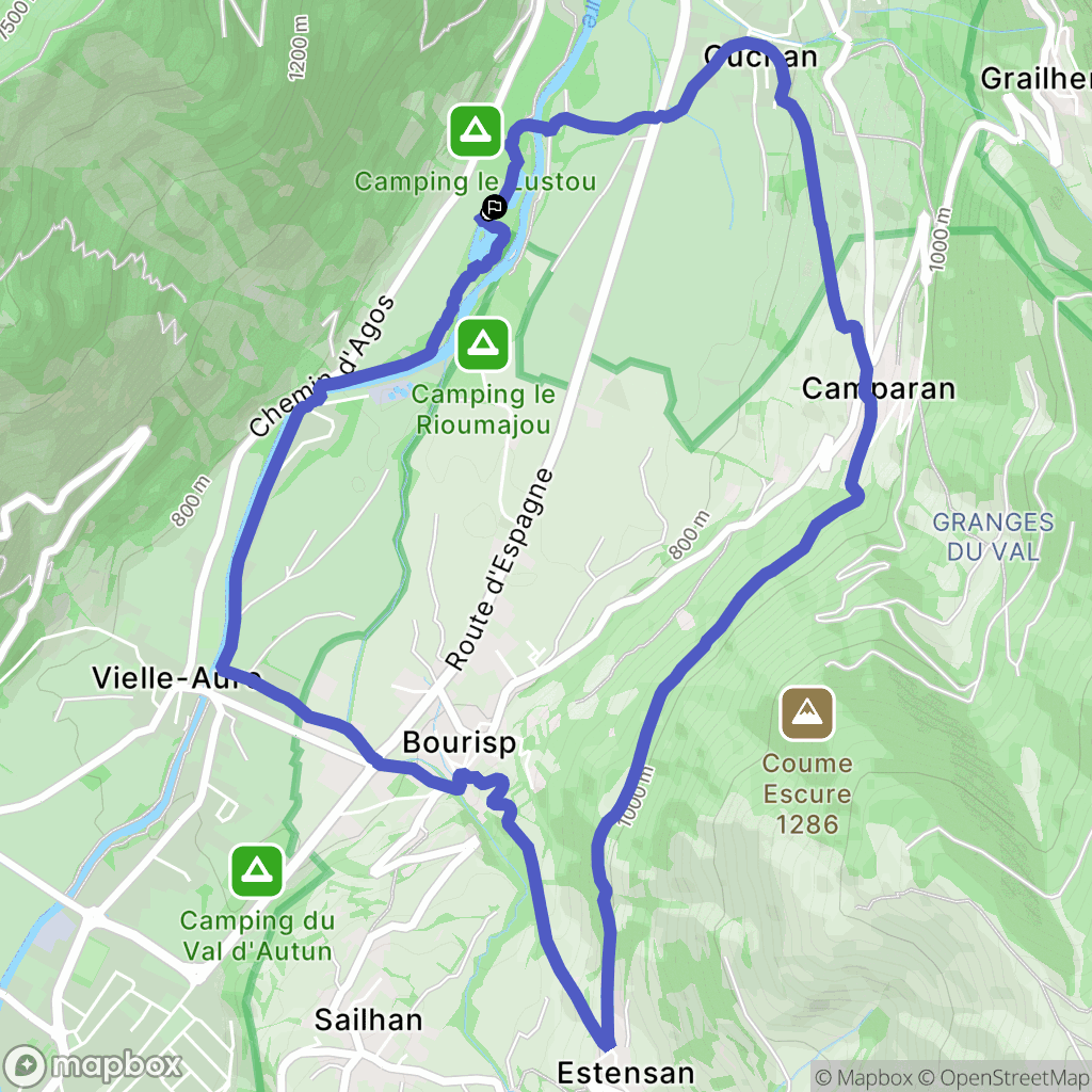 Vielle Aure, : carte du parcours de randonnée - France