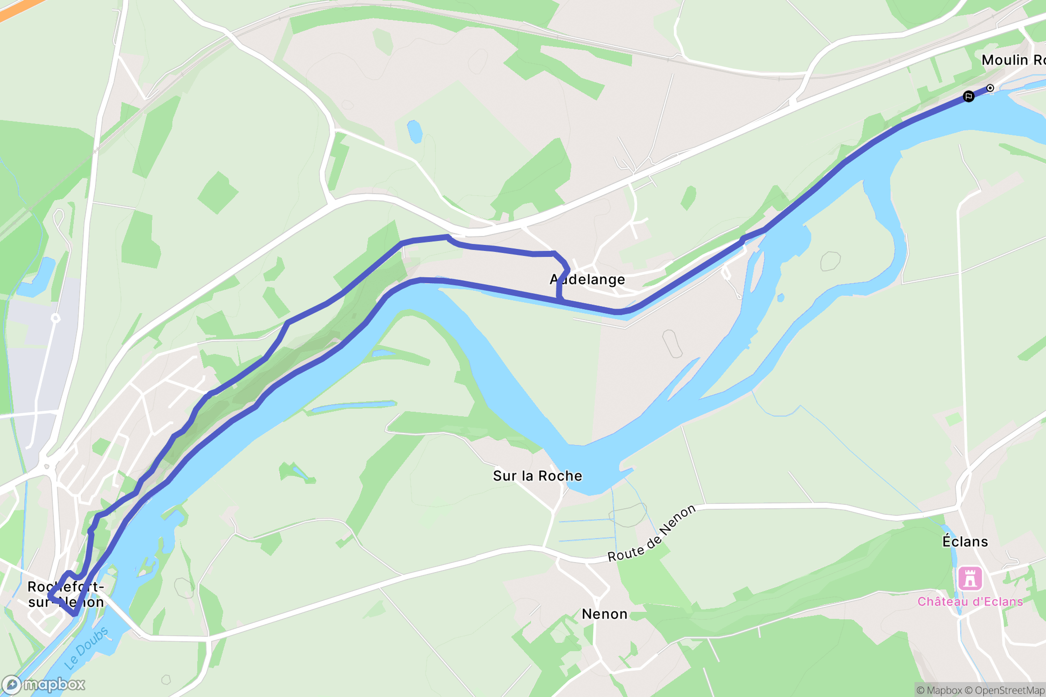 Audelange : carte du parcours de randonnée - France