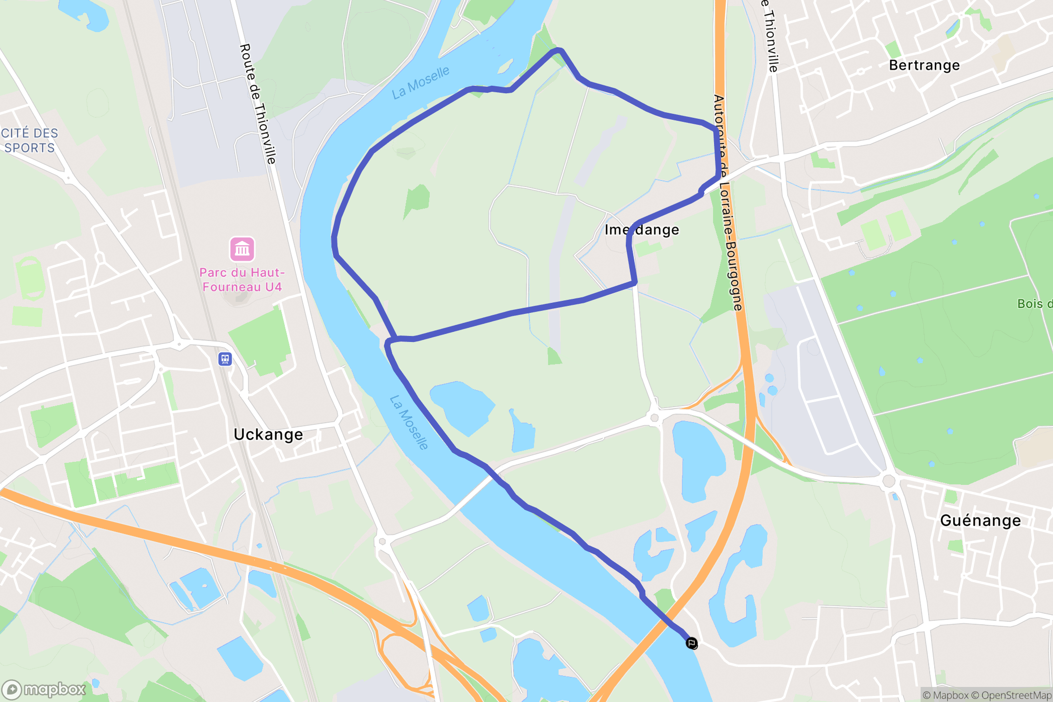 Guénange : carte du parcours de randonnée - France