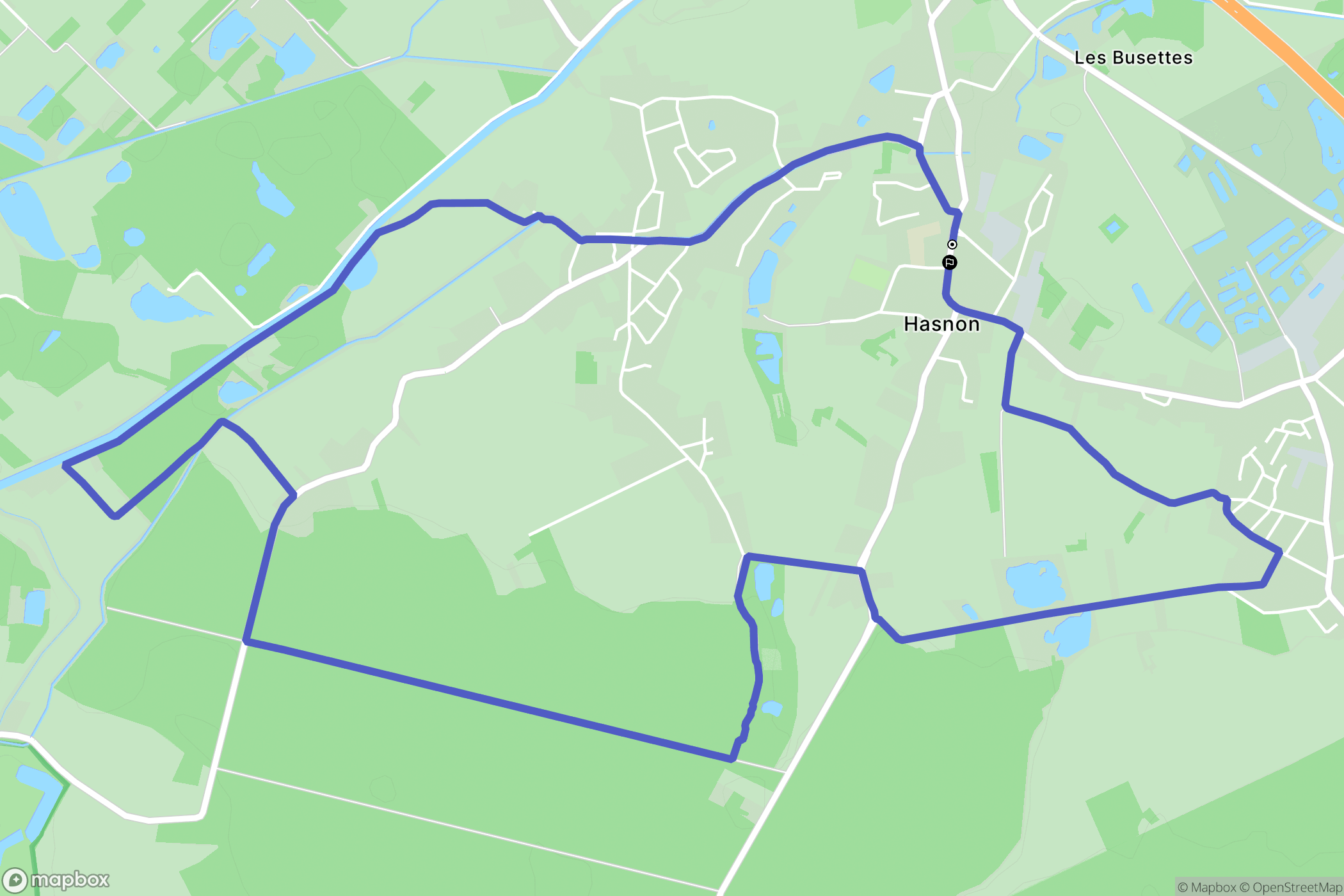 Hasnon : carte du parcours de randonnée - France
