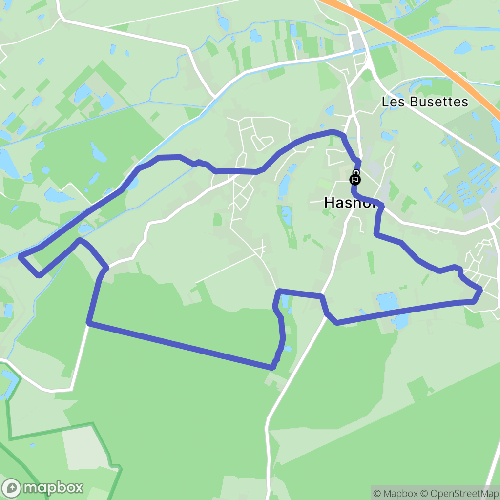 Hasnon : carte du parcours de randonnée - France