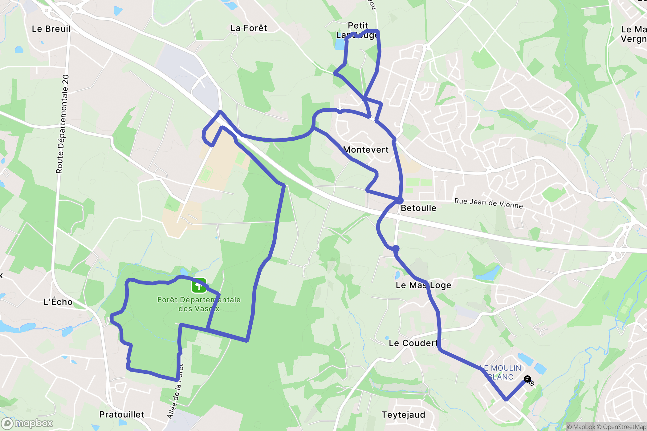 Limoges : carte du parcours de randonnée - France