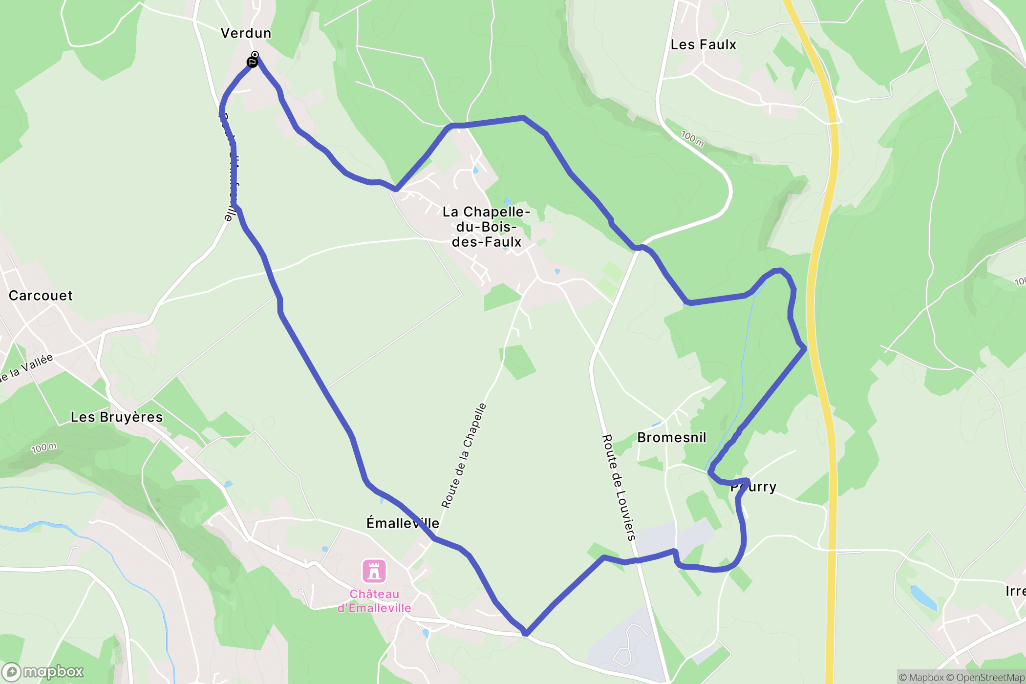 La Vacherie : carte du parcours de randonnée - France
