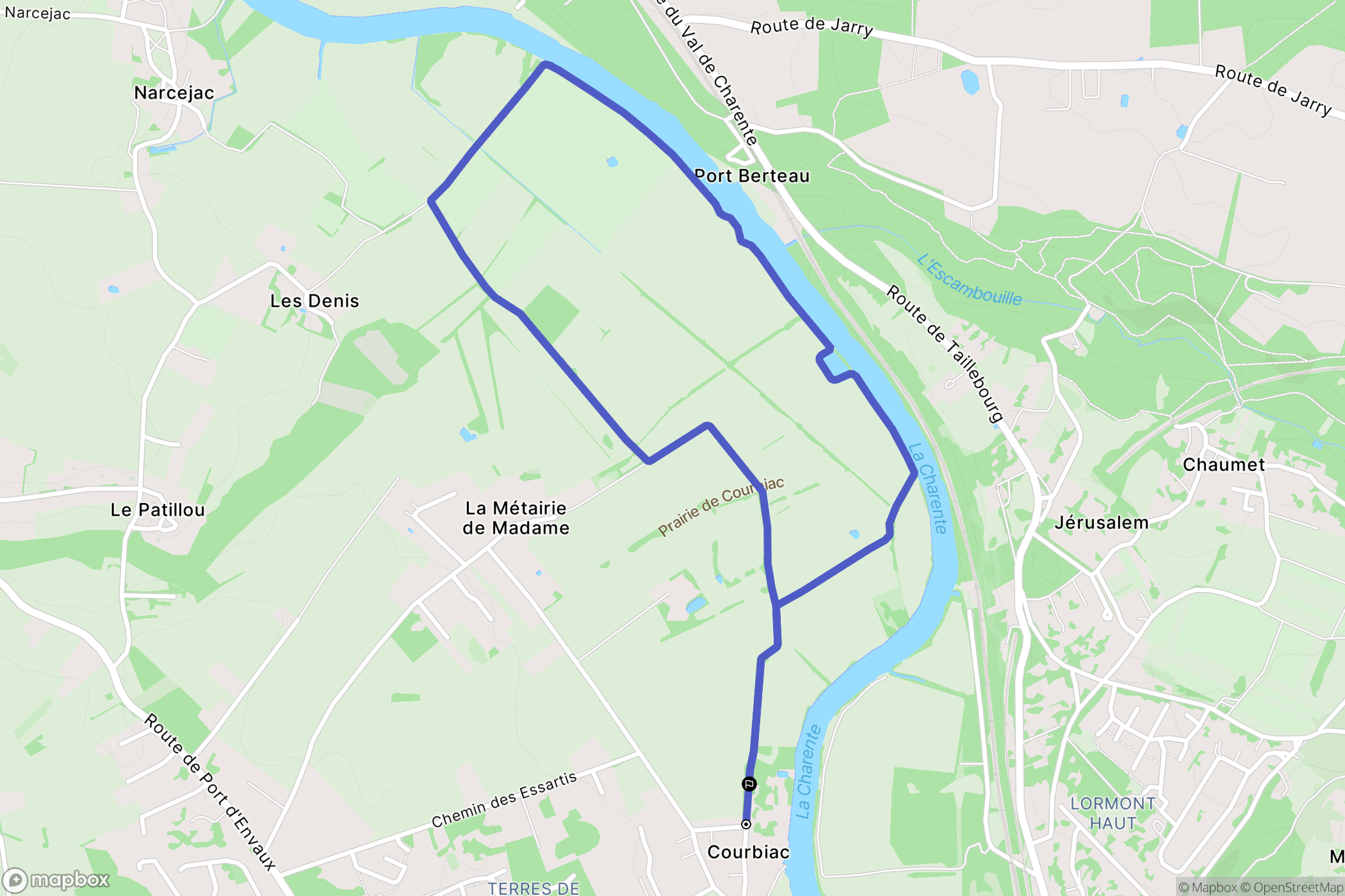 Saintes : carte du parcours de randonnée - France