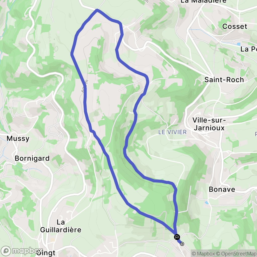 Ville-sur-Jarnioux : carte du parcours de randonnée - France