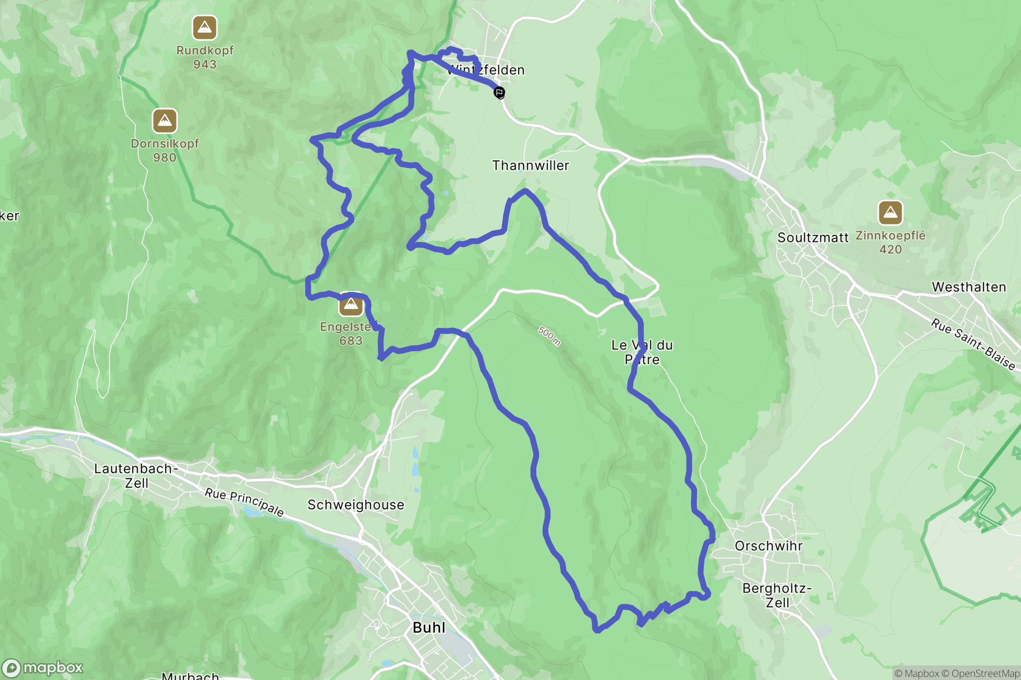 Soultzmatt : carte du parcours de randonnée - France