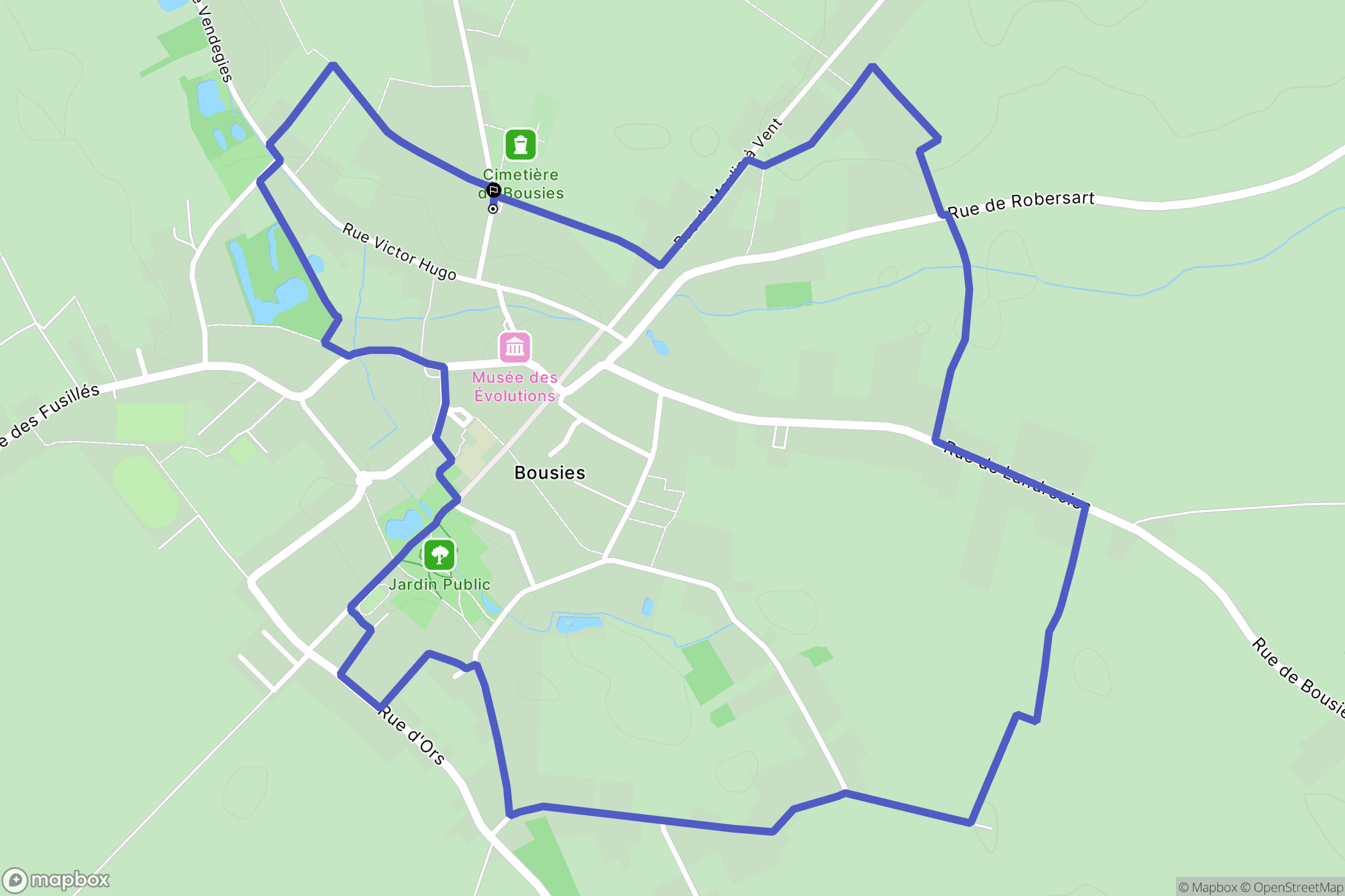 Bousies : carte du parcours de randonnée - France