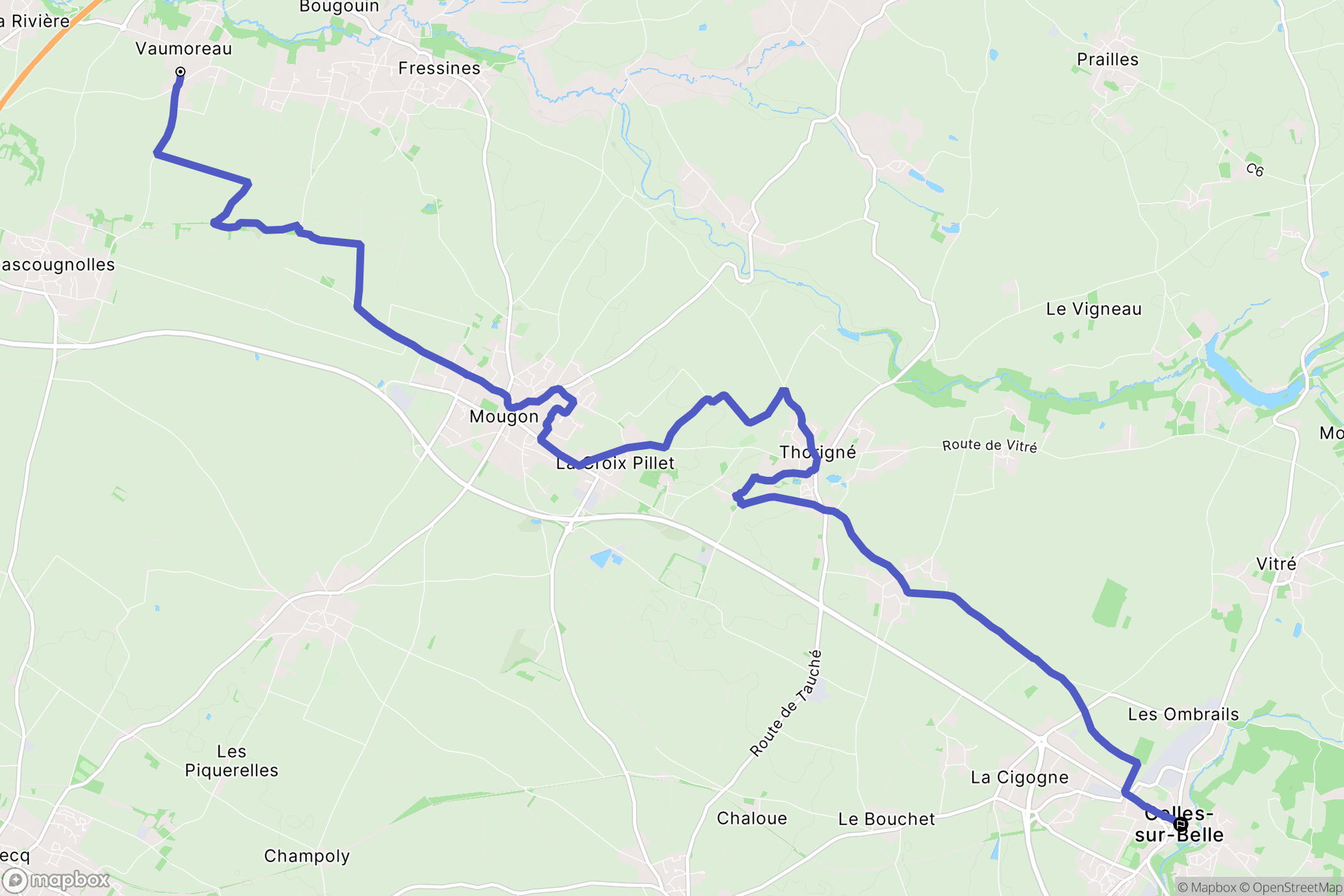 Vouillé : carte du parcours de randonnée - France