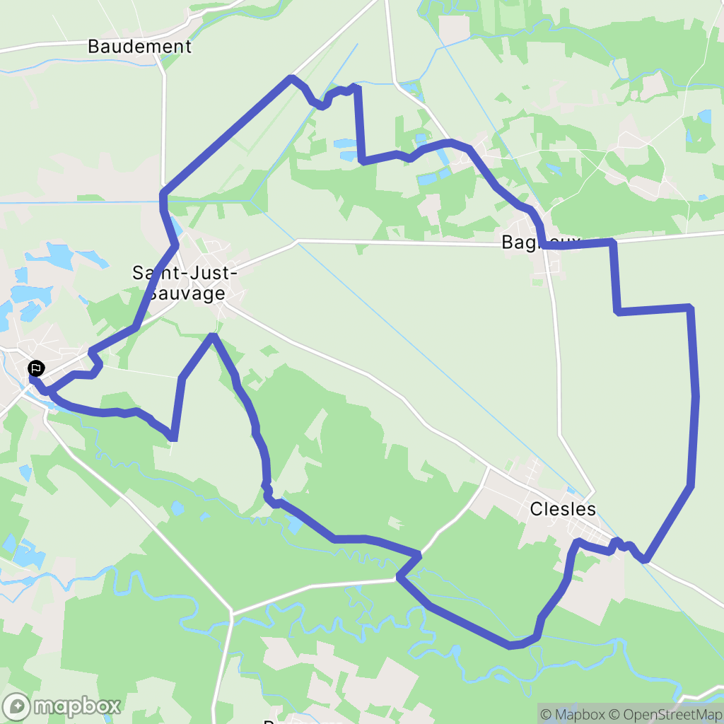 Saint-Just-Sauvage : carte du parcours de randonnée - France