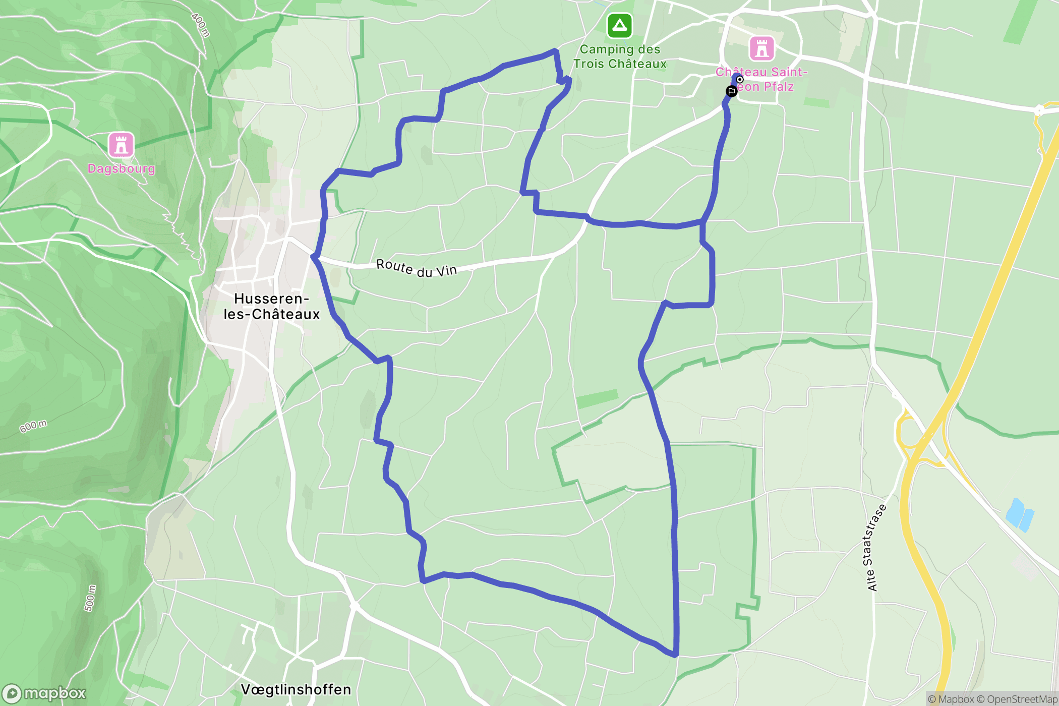 Eguisheim : carte du parcours de randonnée - France