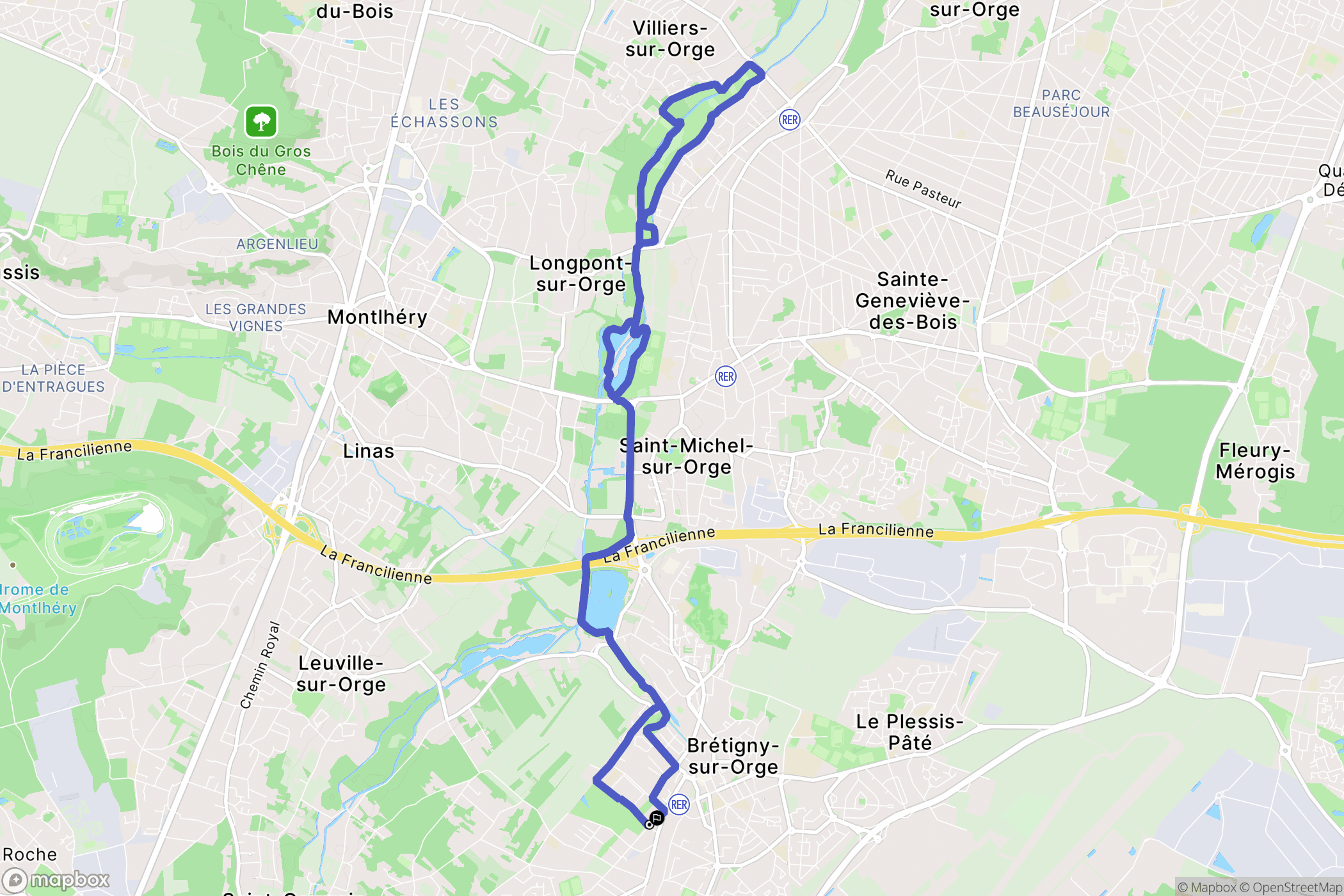 Brétigny-sur-Orge : carte du parcours de randonnée - France