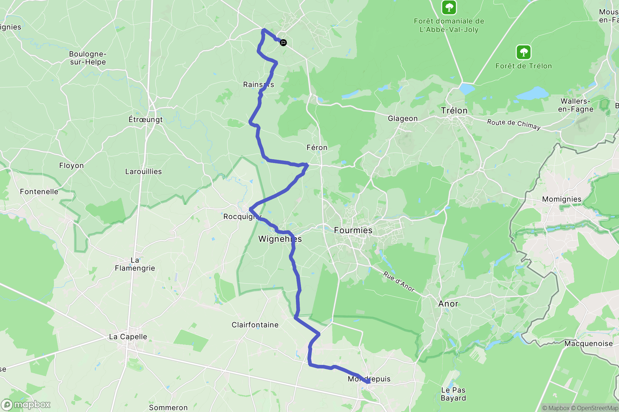 Sains-du-Nord : carte du parcours de randonnée - France