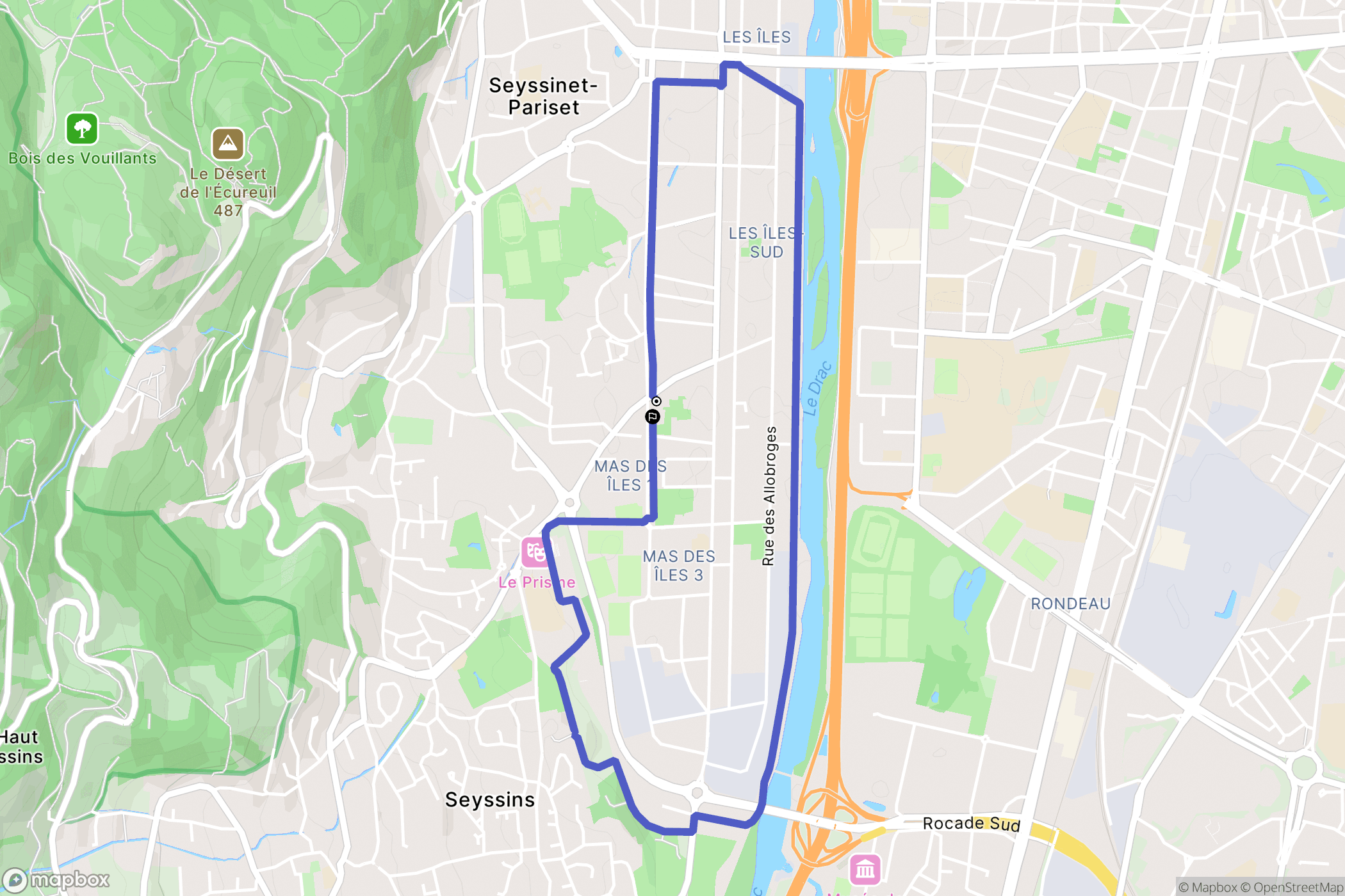 Seyssins : carte du parcours de randonnée - France