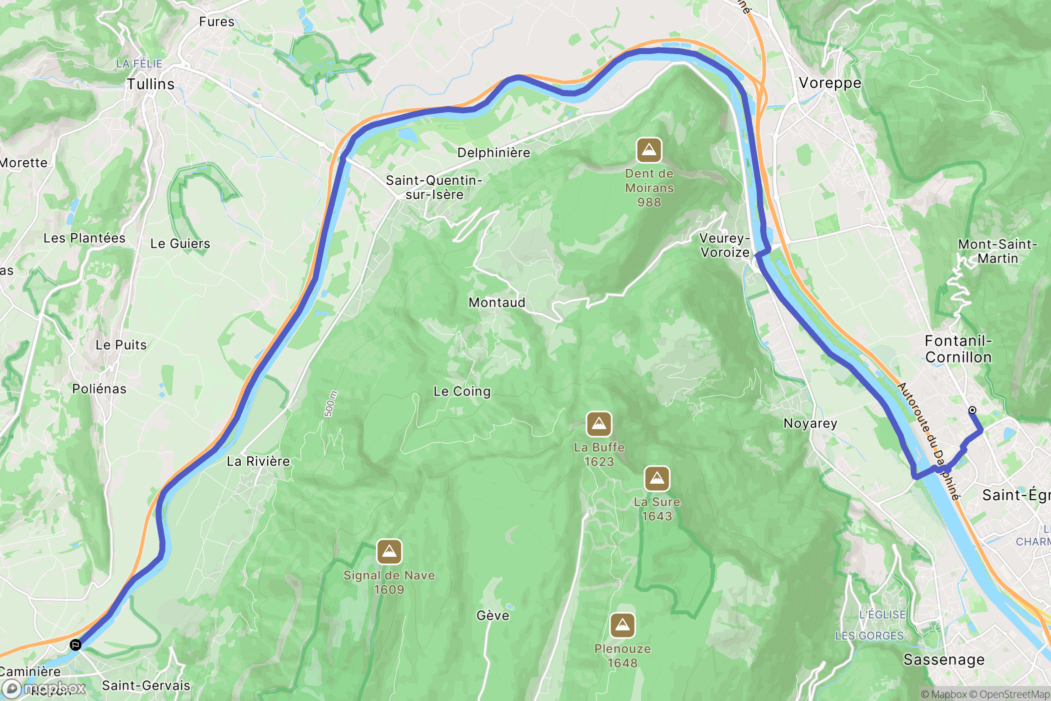 Fontanil-Cornillon : carte du parcours de randonnée - France