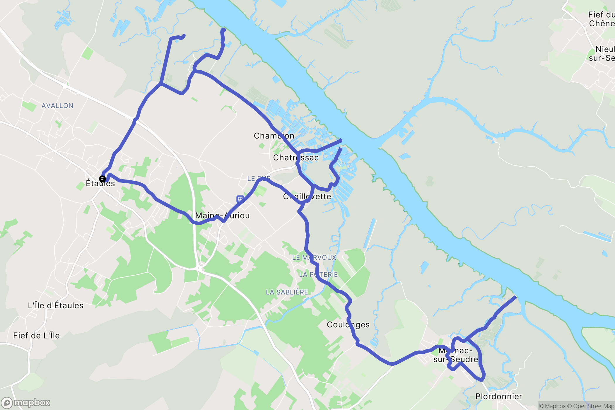 Étaules : carte du parcours de randonnée - France