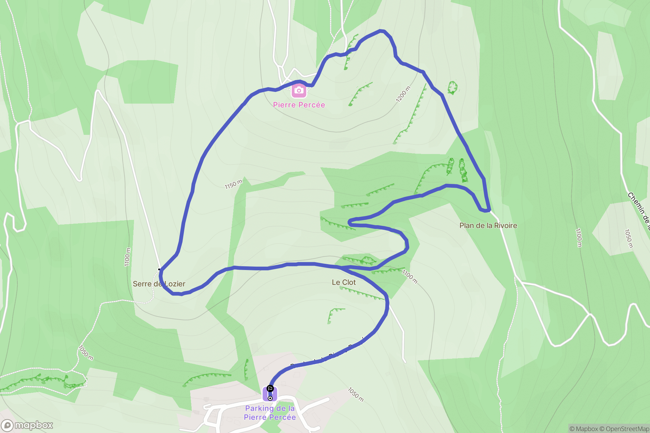 Pierre-Châtel : carte du parcours de randonnée - France