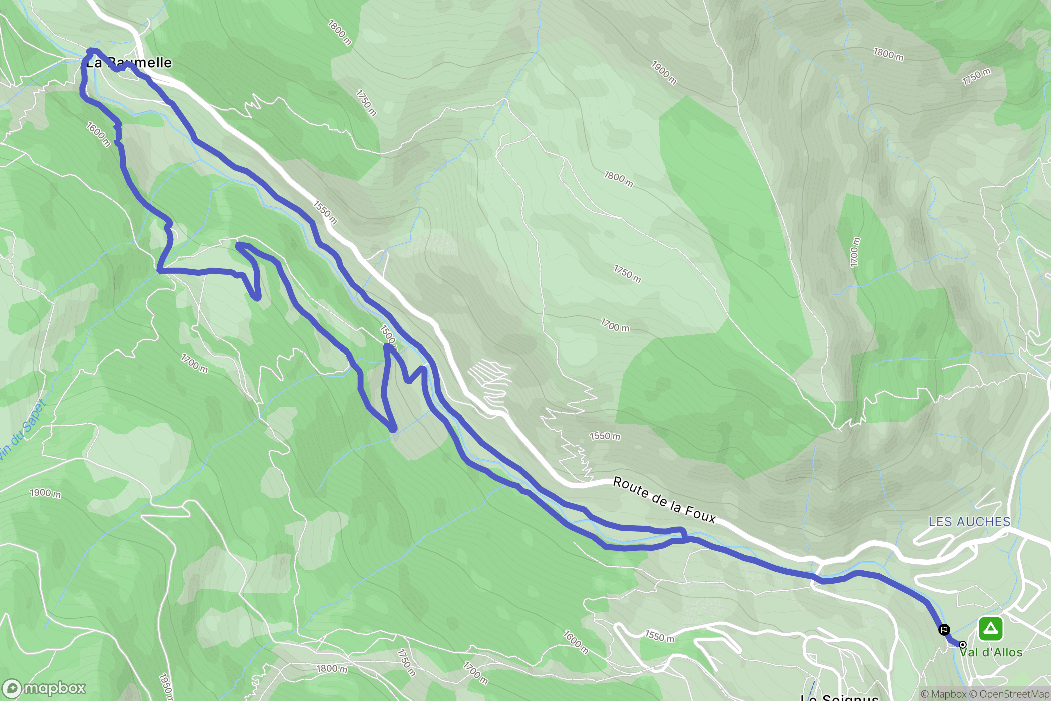 Allos : carte du parcours de randonnée - France