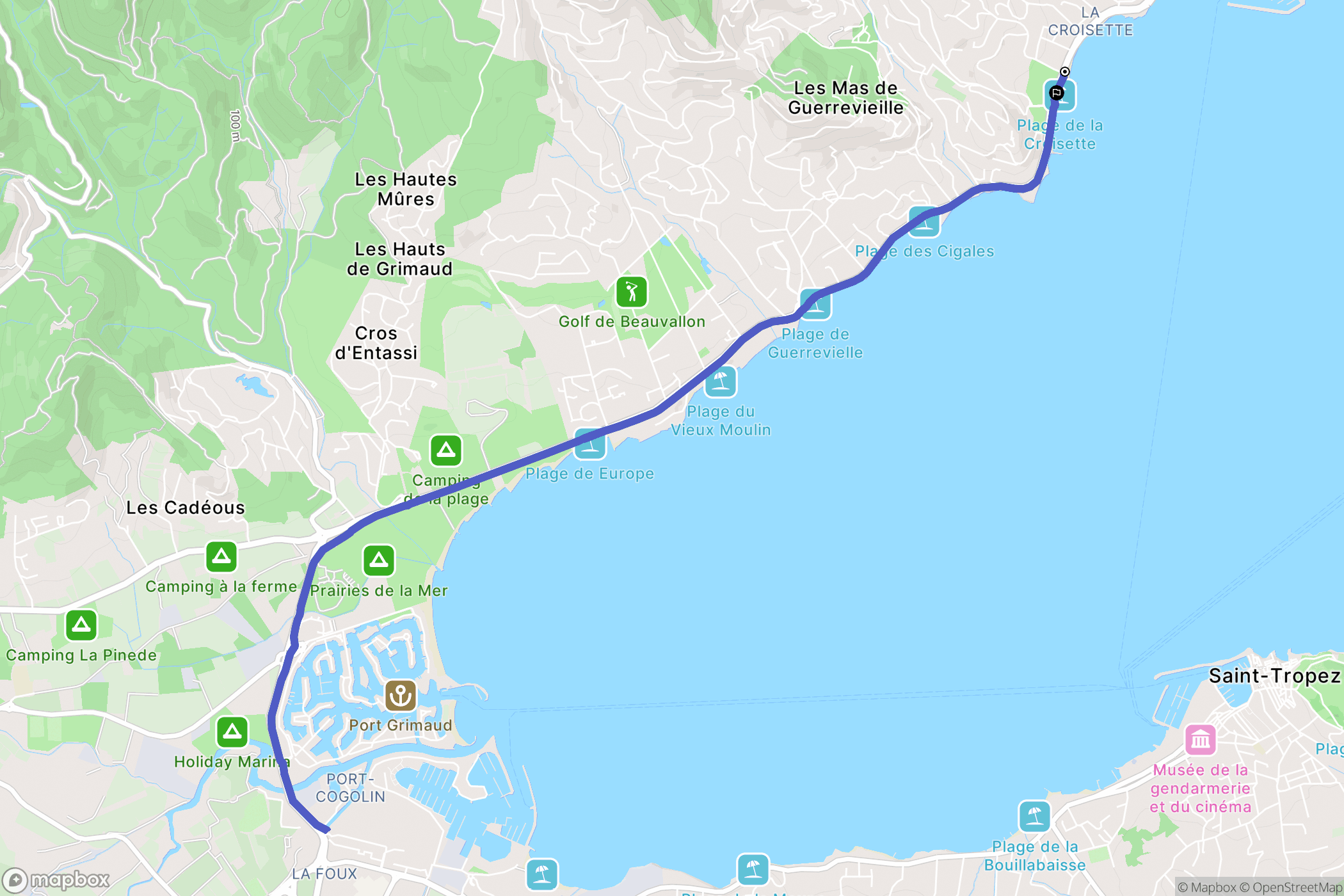 Sainte-Maxime : carte du parcours de randonnée - France