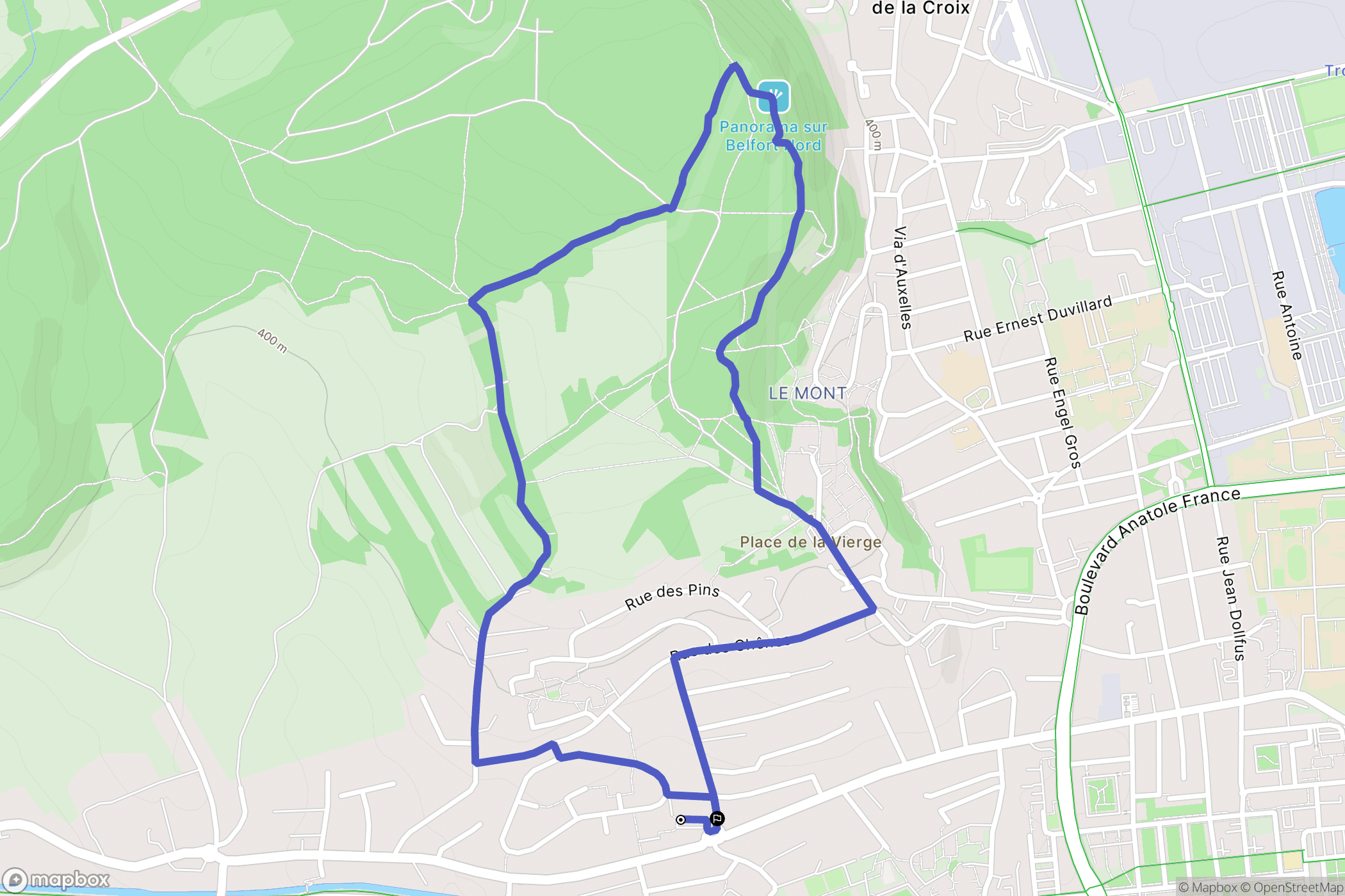 Belfort : carte du parcours de randonnée - France