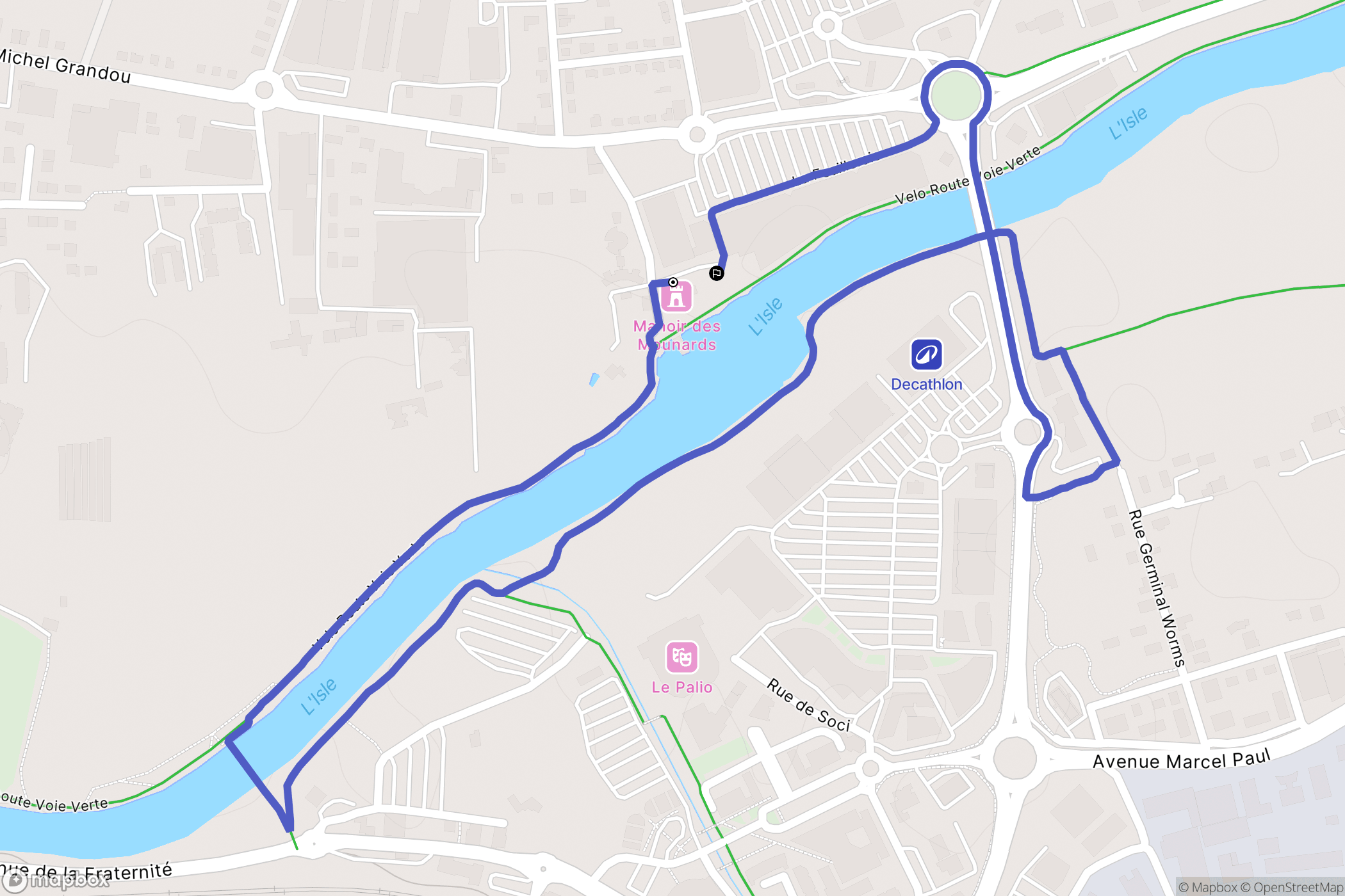 Trélissac : carte du parcours de randonnée - France
