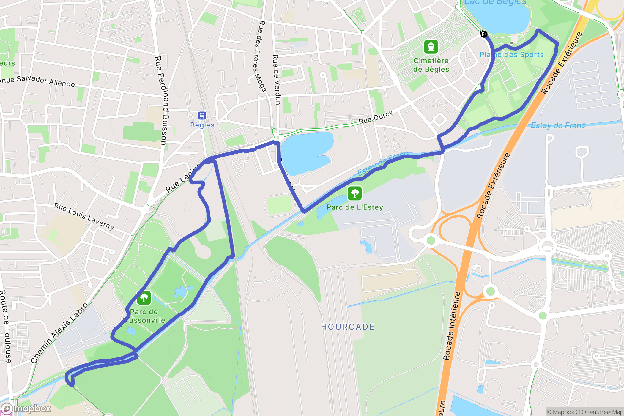 Bègles : carte du parcours de randonnée - France