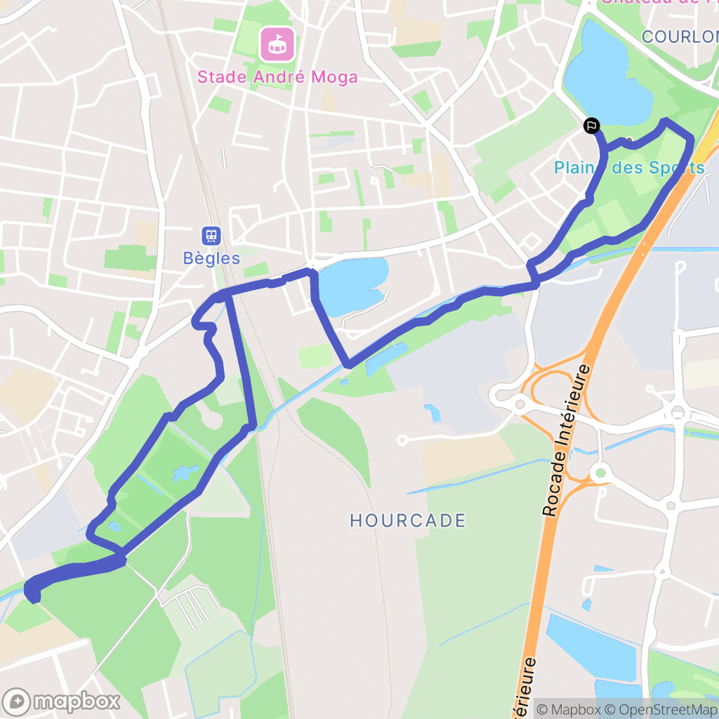 Bègles : carte du parcours de randonnée - France