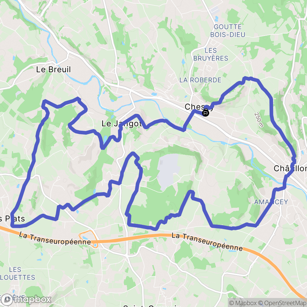 Chessy : carte du parcours de randonnée - France
