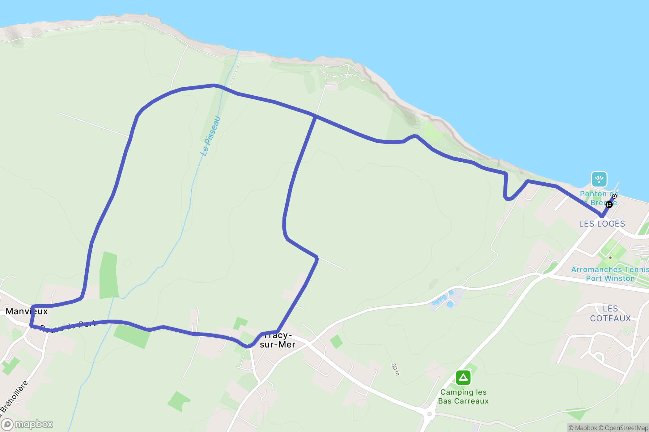 Tracy-sur-Mer : carte du parcours de randonnée - France