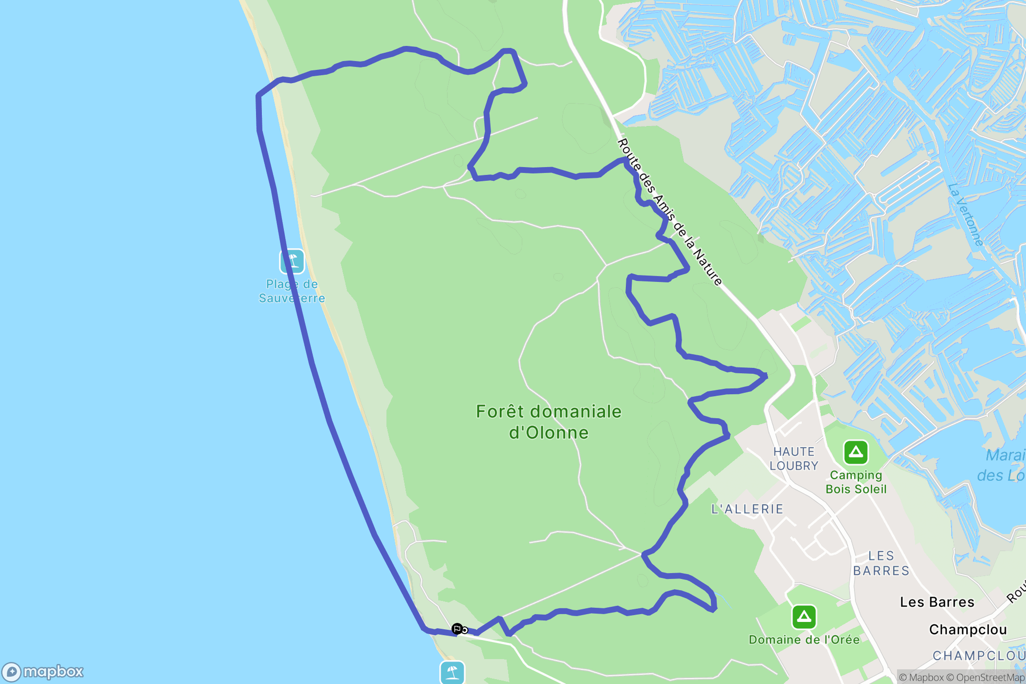 Les Sables-d'Olonne : carte du parcours de randonnée - France
