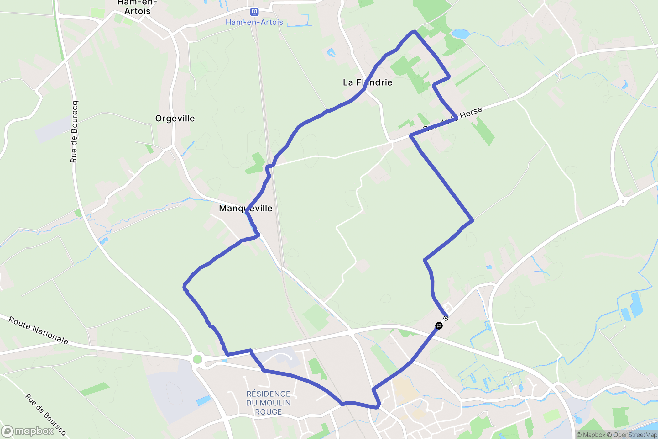 Lillers : carte du parcours de randonnée - France