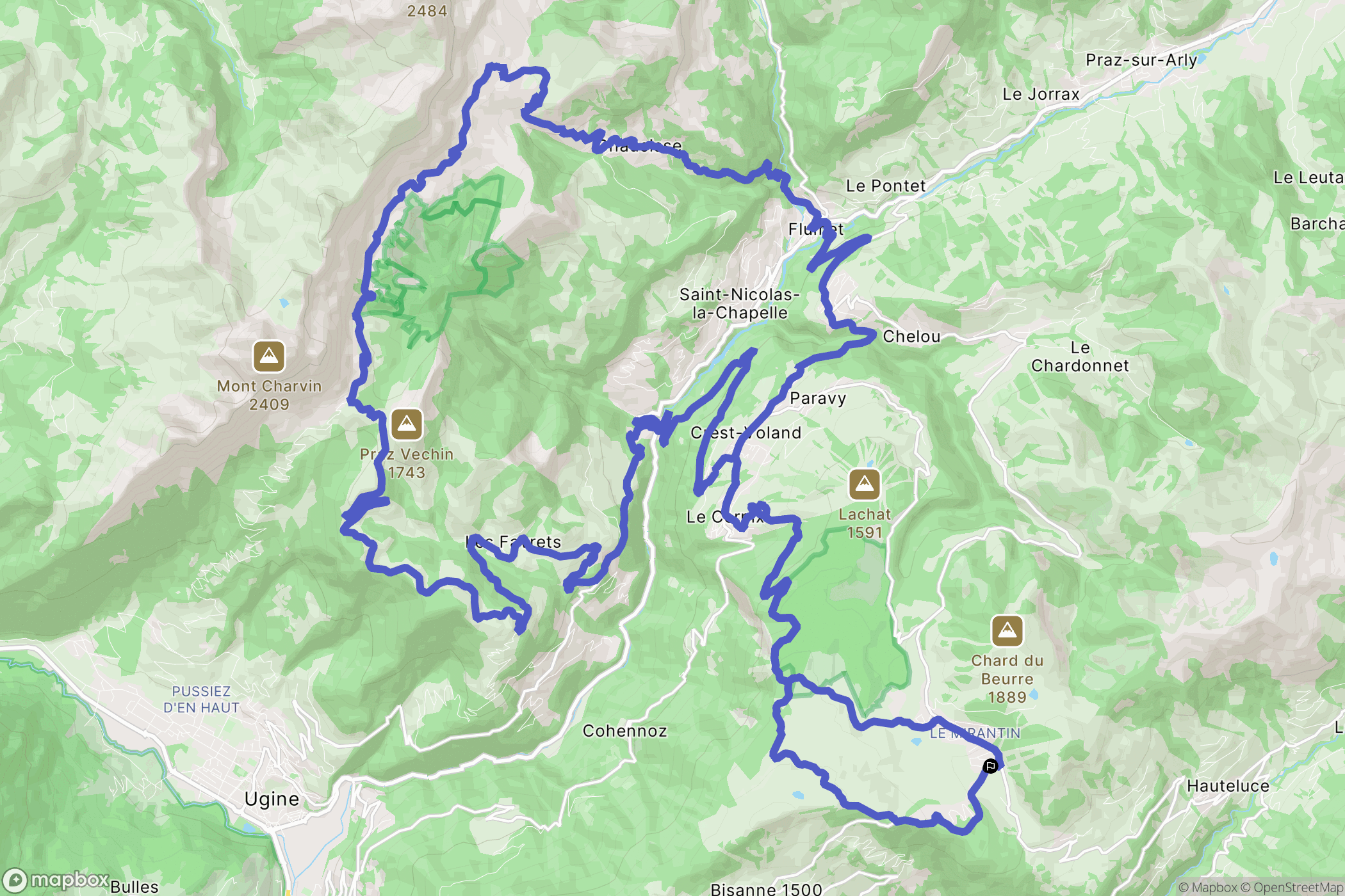 Hauteluce : carte du parcours de randonnée - France