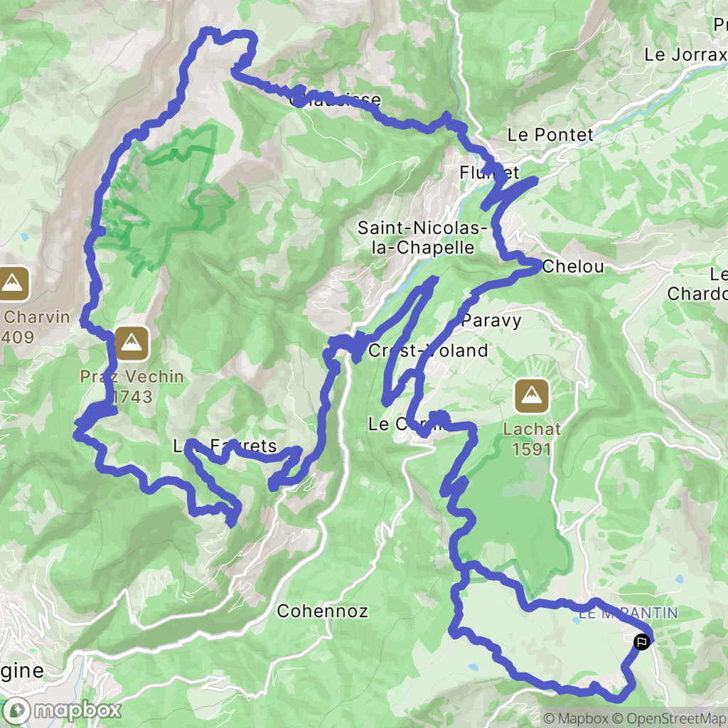Hauteluce : carte du parcours de randonnée - France