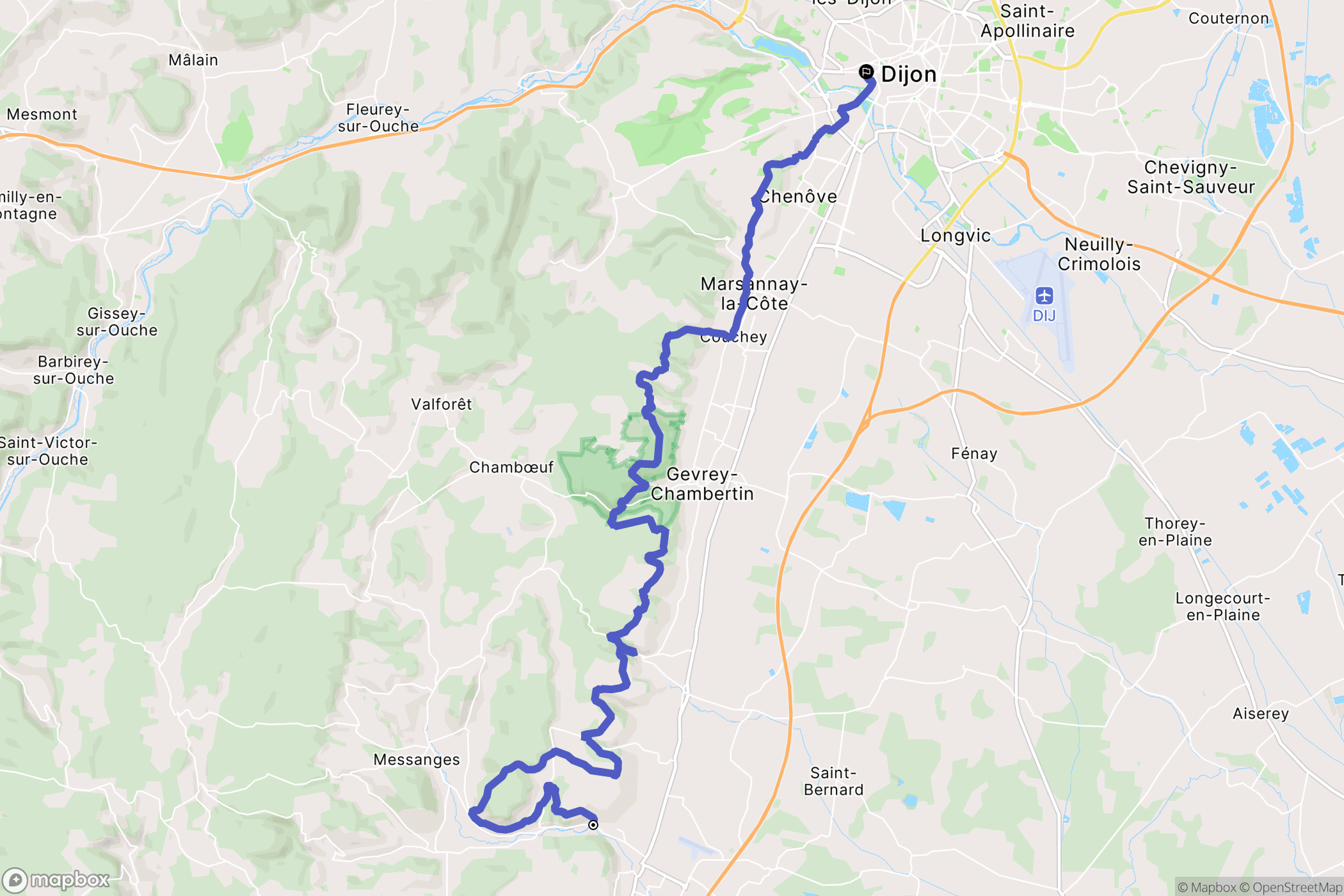 Nuits-Saint-Georges : carte du parcours de randonnée - France